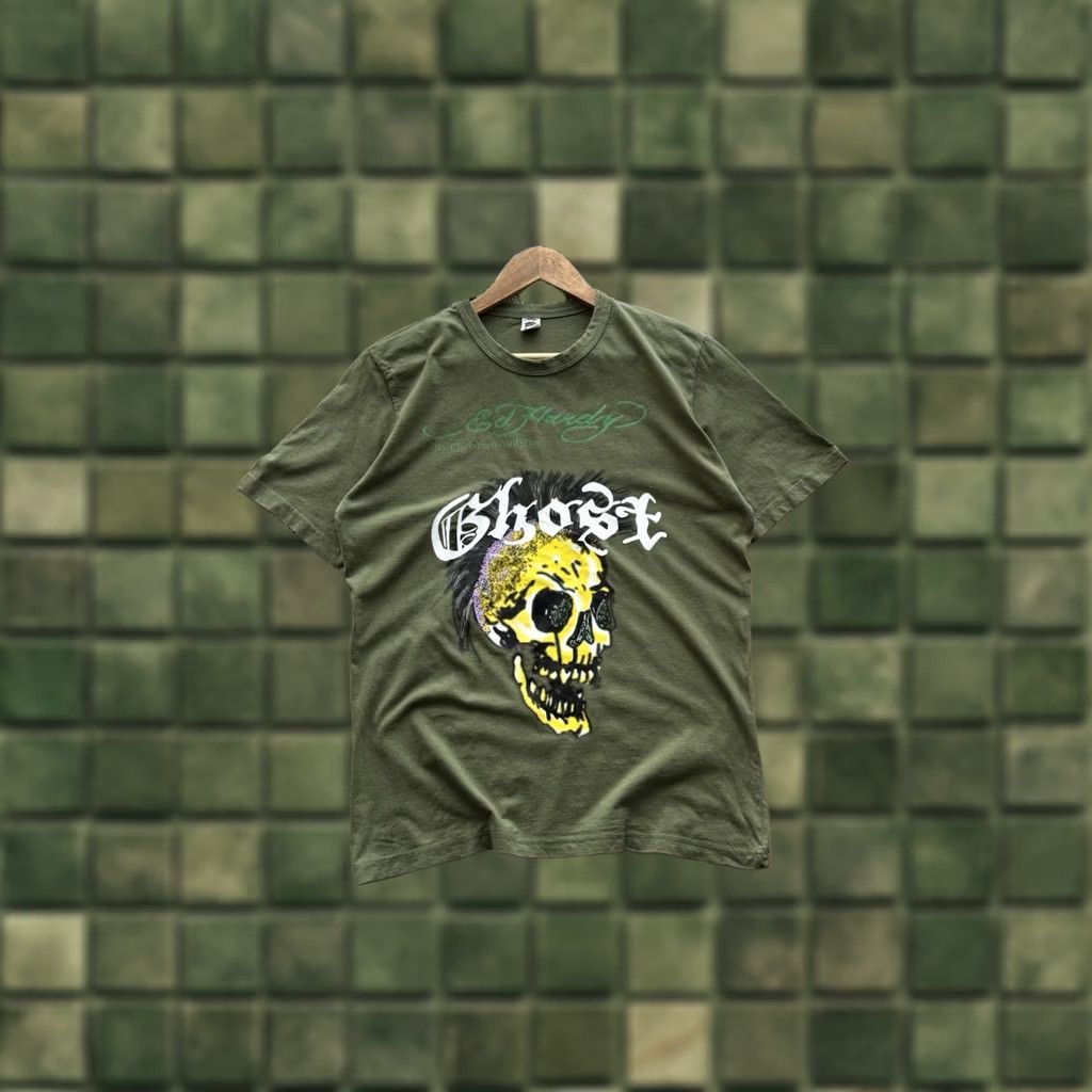 Ed Hardy VINTAGE ED HARDY Shirt M Green 90s Skull Logo Mens Size US M / EU 48-50 / 2 - 1 Thumbnail