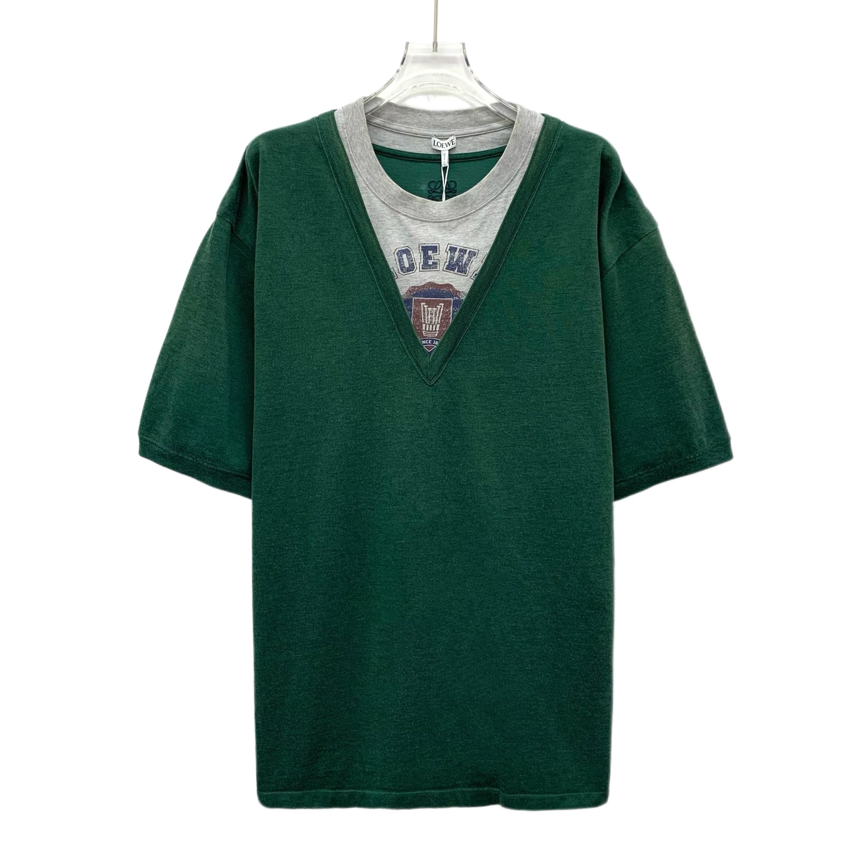 Loewe Loewe Logo Patch Two-in-One Cotton T-Shirt Dark Green (L) Size US L / EU 52-54 / 3 - 1 Thumbnail