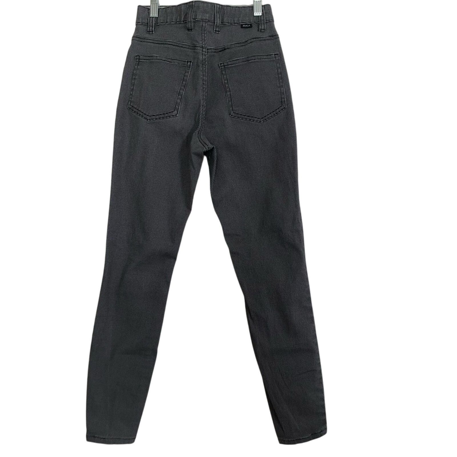 RVCA RVCA Solar Black White Houndstooth Skinny High Denim Pants Size 24" / US 00 / IT 34 - 3 Thumbnail
