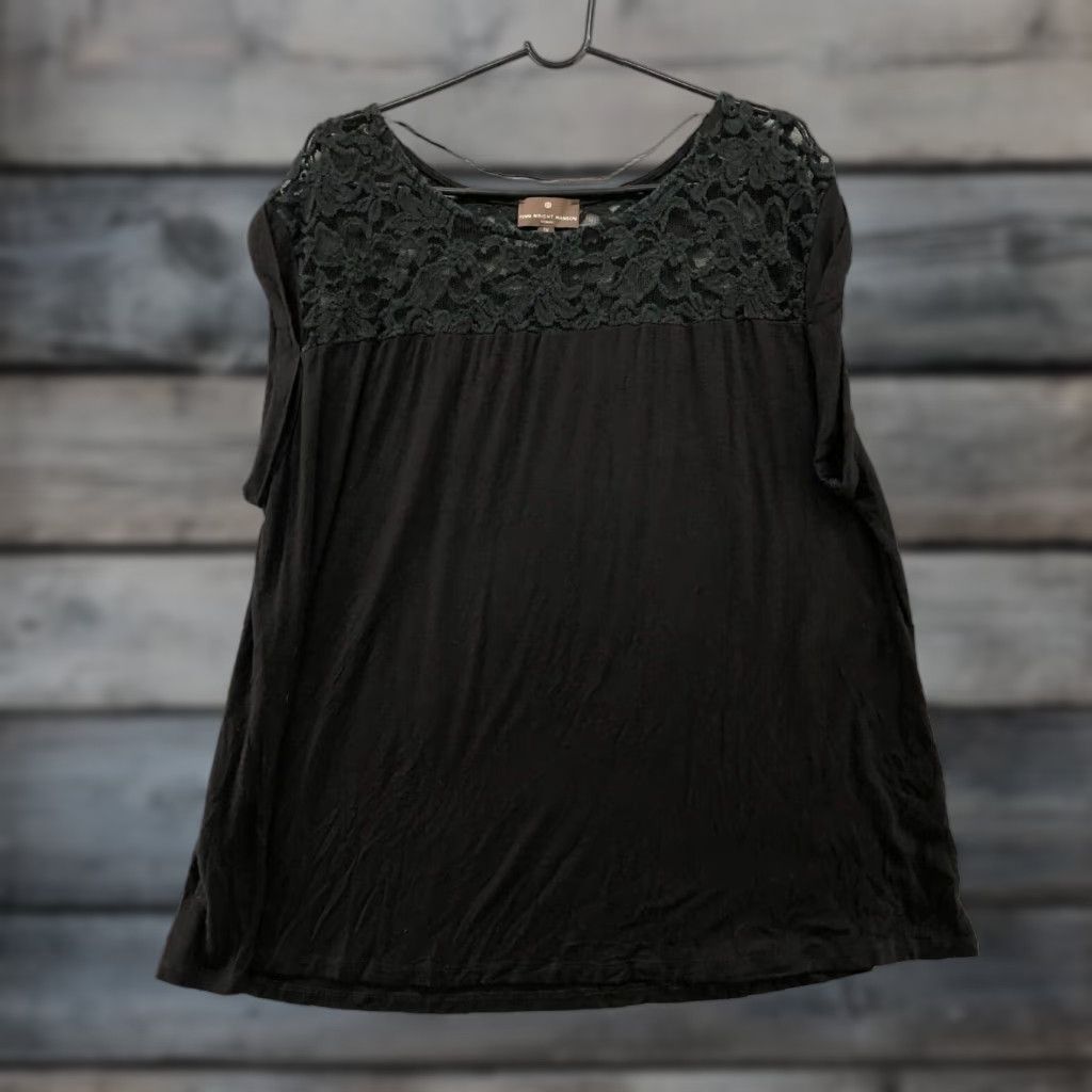 Vintage Fenn Wright Manson Top Adult 3X Black Lace Jersey Knit Short Sleeve Sleeveless Classic Womens Size XXL / US 16-18 / IT 52-54 - 1 Thumbnail