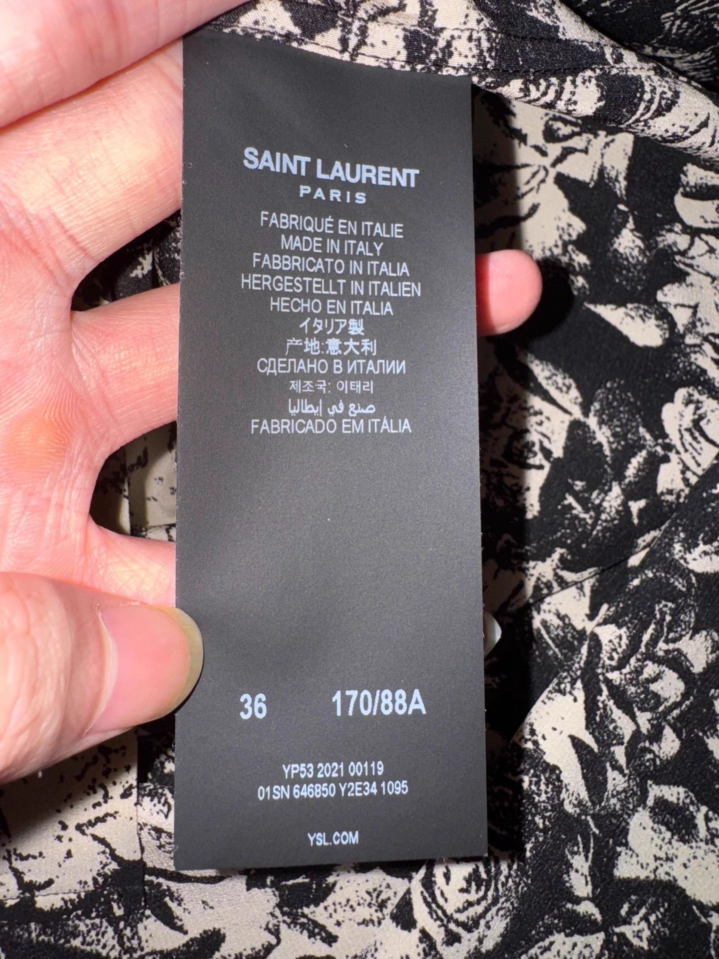 Saint Laurent Paris SAINT LAURENT SLP 21FW French Rose Print Silk Shirt 36 New Size US S / EU 44-46 / 1 - 7 Thumbnail