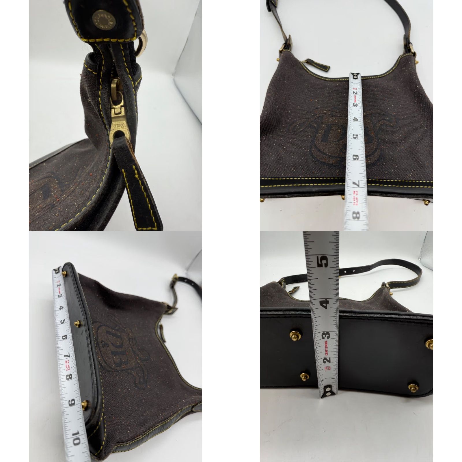 Dooney & Bourke VINTAGE Dooney & Bourke Boho Shoulder Bag Purse Brown Fabric Leather Trim Woman Size ONE SIZE - 8 Thumbnail
