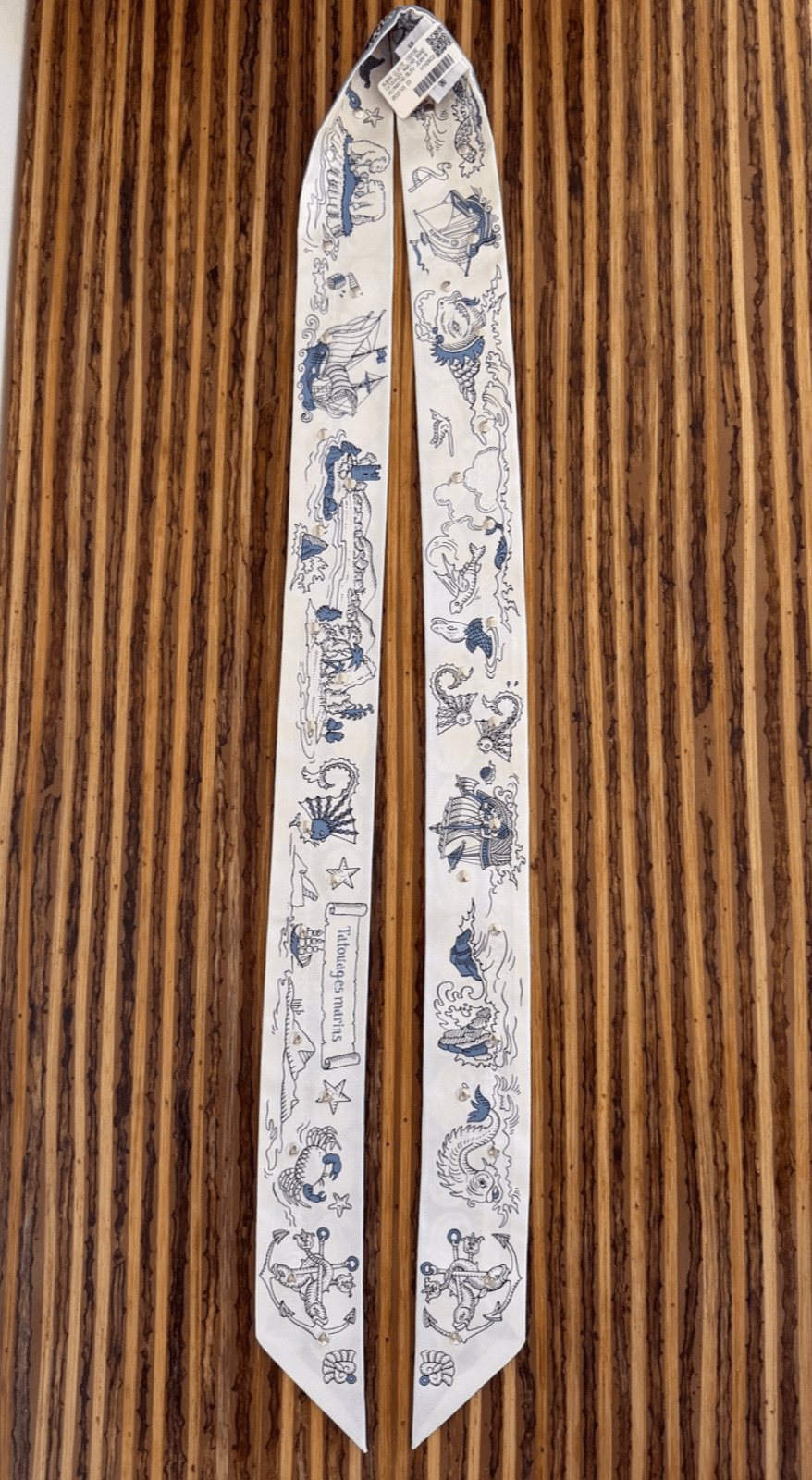 Hermes Scarf Twilly Tatouages Marins Bandana Studded Silk Jean Size ONE SIZE - 4 Thumbnail