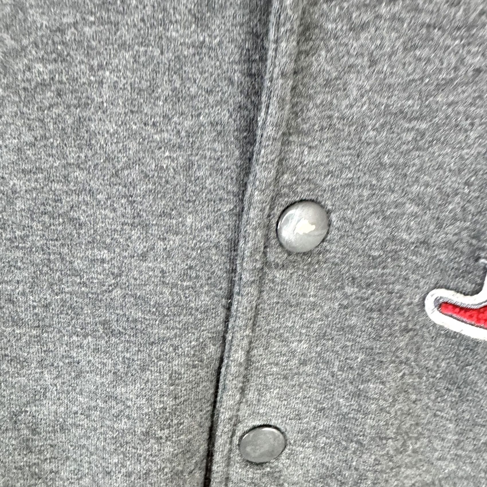 Vintage Love Tree Varsity Jacket Juniors M Gray White Letter B Snap Front Fleece Size M / US 6-8 / IT 42-44 - 7 Thumbnail