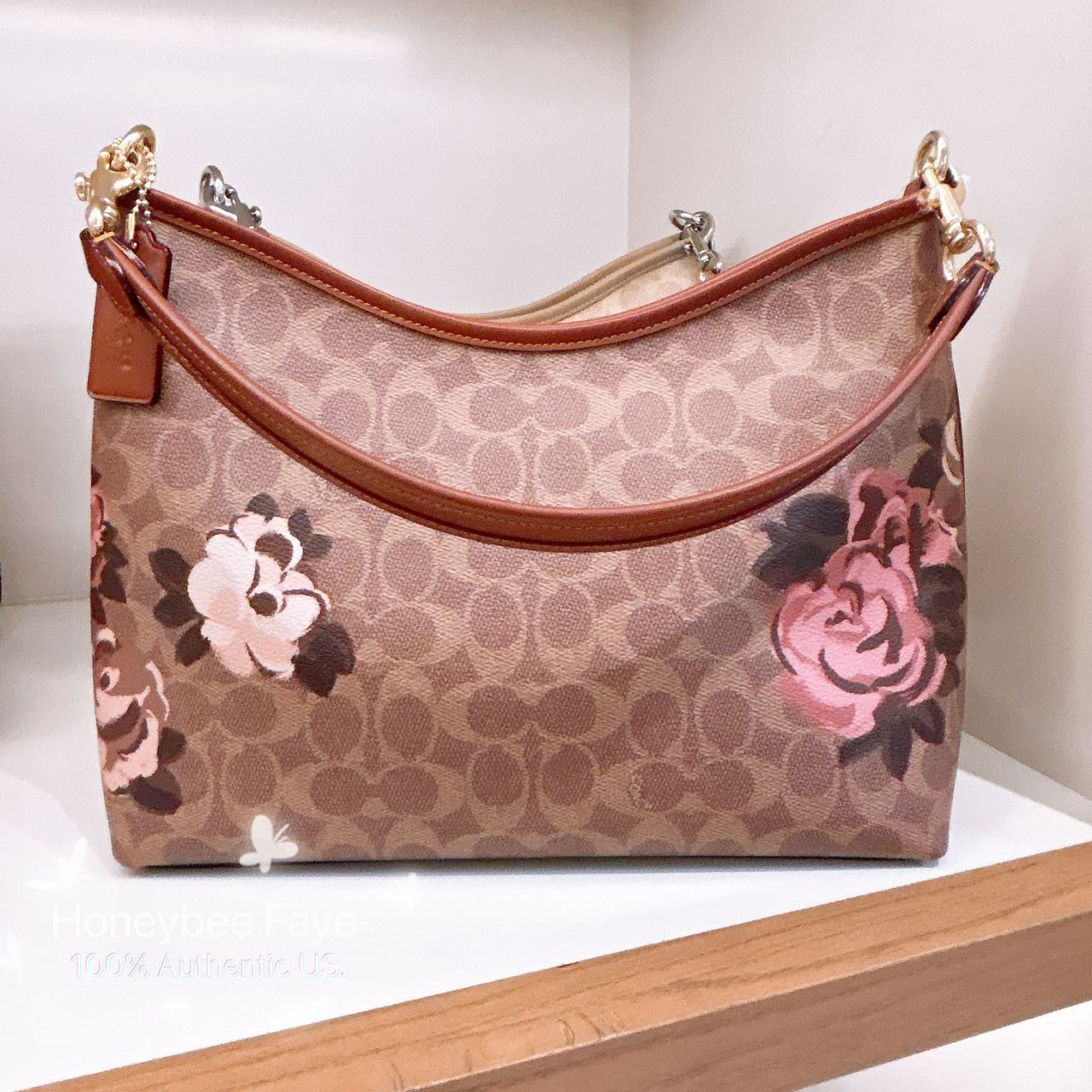 Coach Laurel Shoulder Bag In Signature Canvas With Rose CY729 Size ONE SIZE - 3 Thumbnail