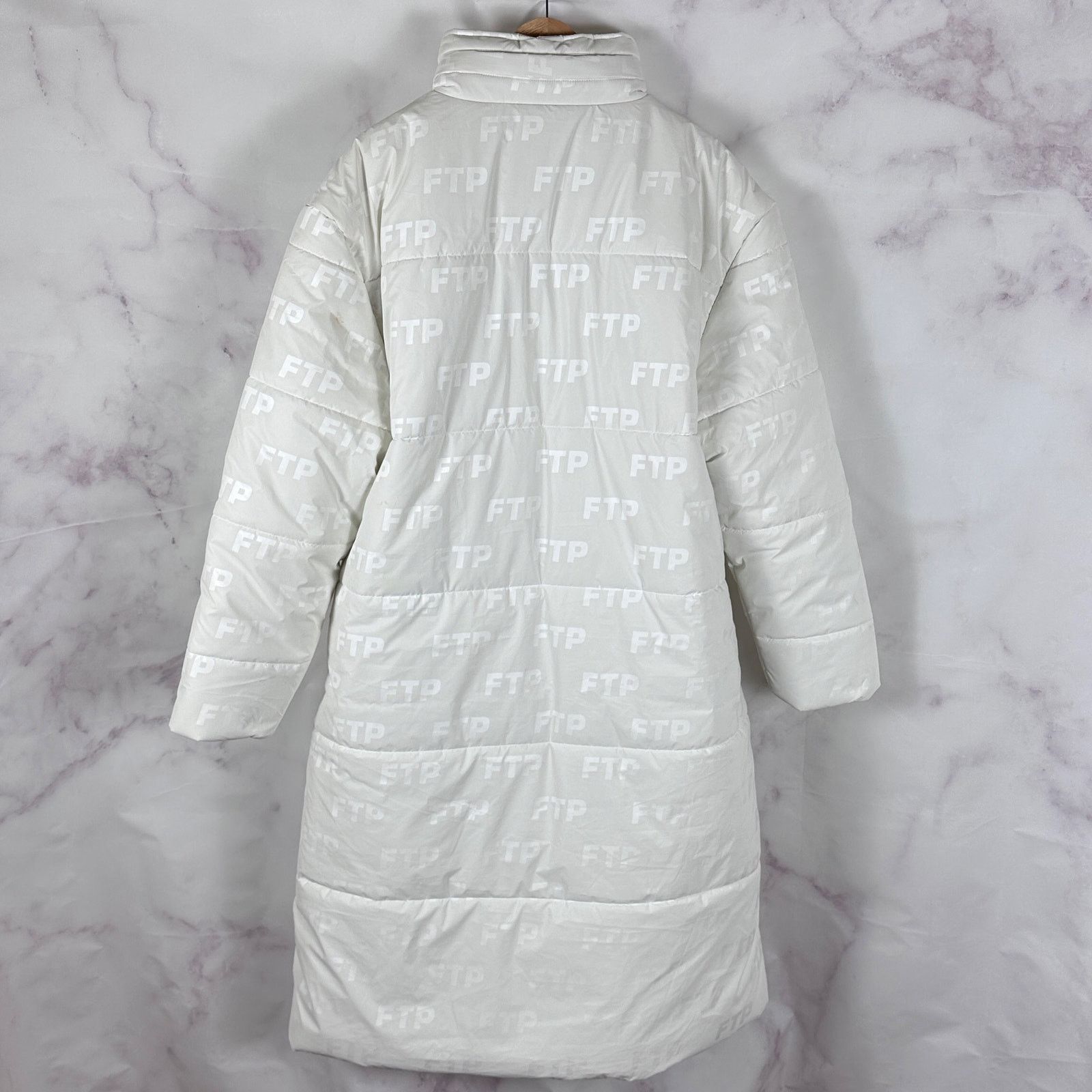 Fuck The Population FTP White Reflective Puffer Trench Coat Size US L / EU 52-54 / 3 - 8 Thumbnail