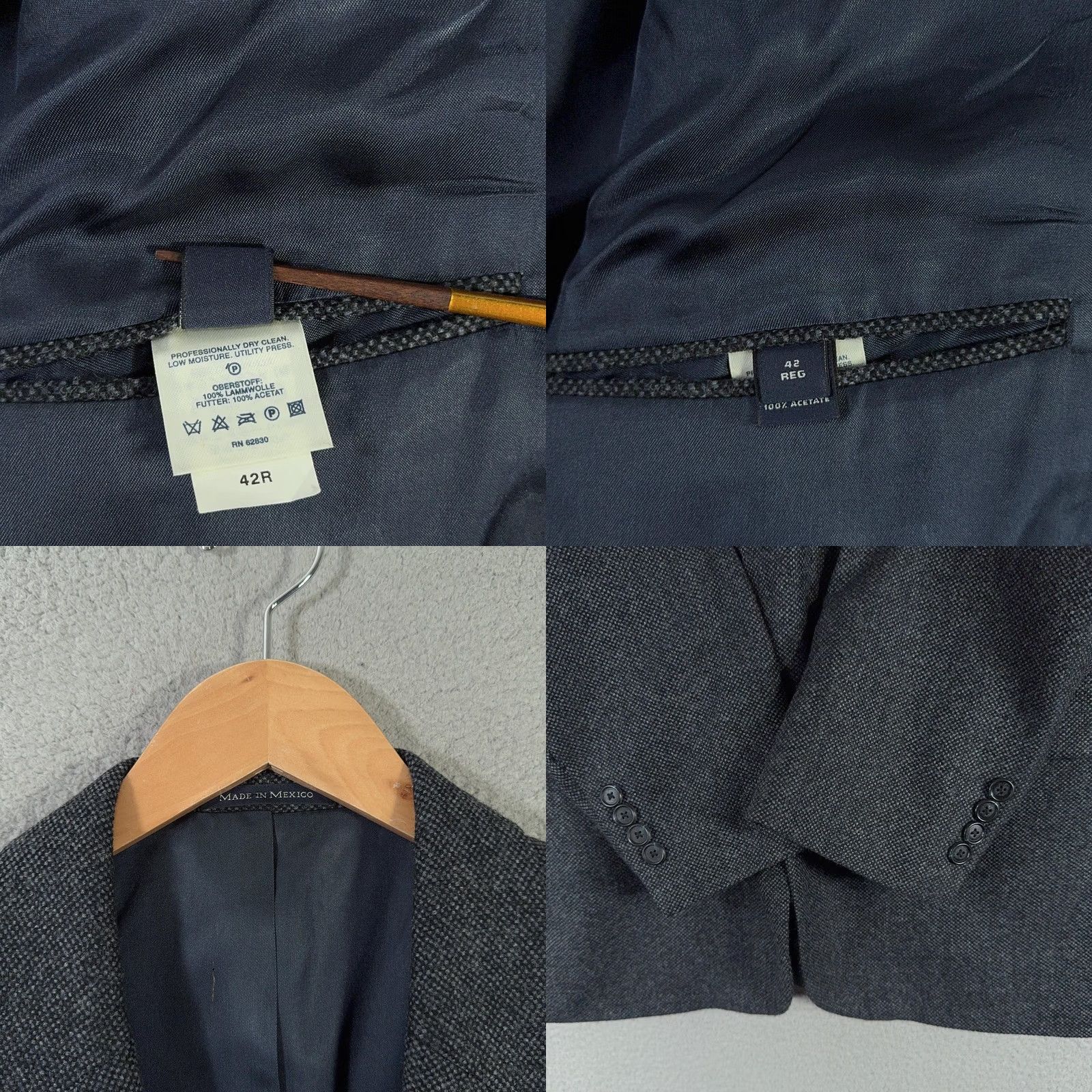Lands' End VINTAGE Lands' End Sport Coat Blazer Mens 42R Wool Herringbone Lined 2-Button Notch Lapel Blue Tweed Jacket Coat Size 42R - 8 Thumbnail