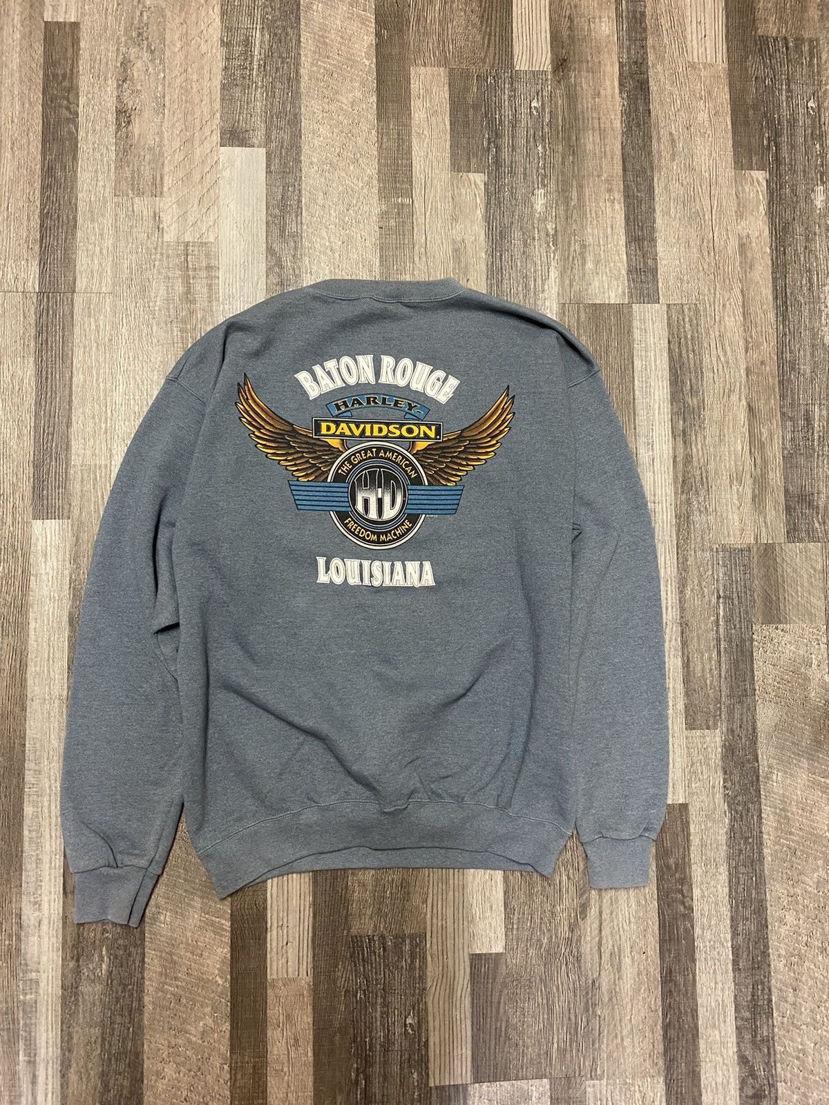 Harley Davidson × Vintage 1995 Vintage Harley Davidson Flag Crewneck Sweatshirt Polo Size US L / EU 52-54 / 3 - 5 Thumbnail
