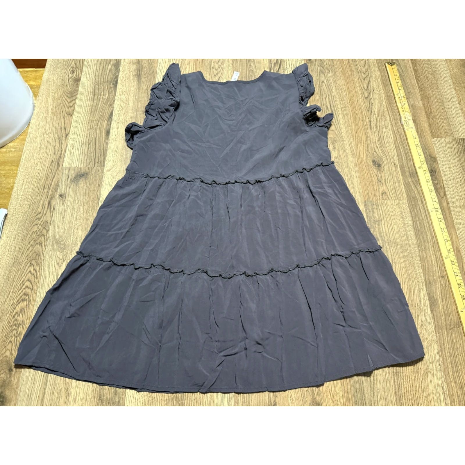 Vintage Zenana Dress Shirt Dress Women's Large Gray V-Neck Short Sleeve Tiered Size L / US 10 / IT 46 - 5 Thumbnail