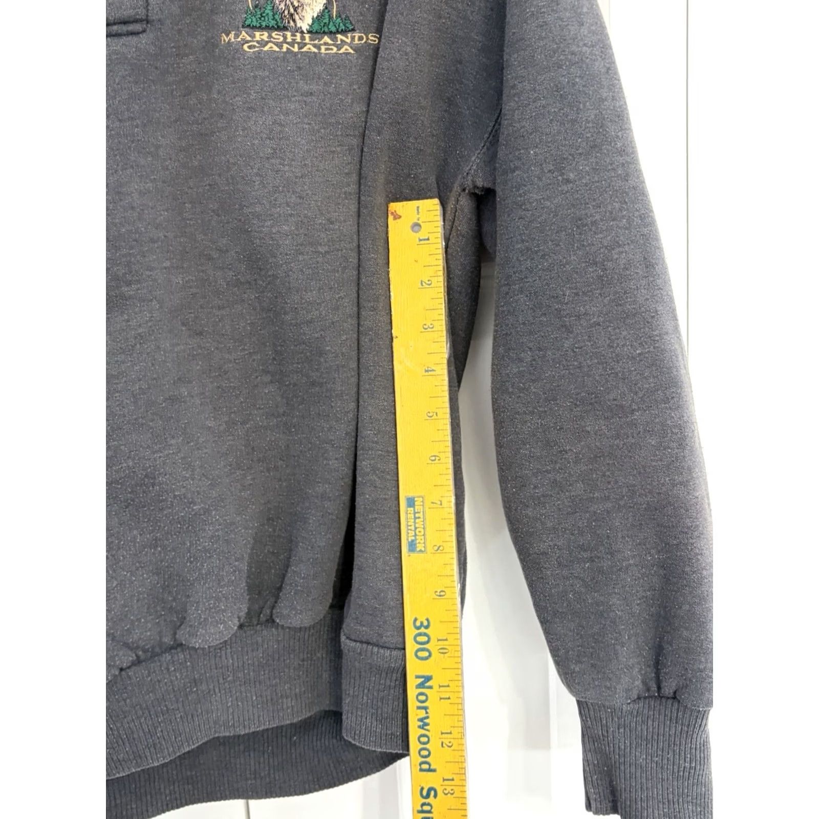 Vintage VINTAGE Marshlands Canada Pullover Sweatshirt Mens Gray M Graphic Print 90s Crew Neck Long Sleeve Cotton Blend Fleece Regular Size US M / EU 48-50 / 2 - 4 Thumbnail