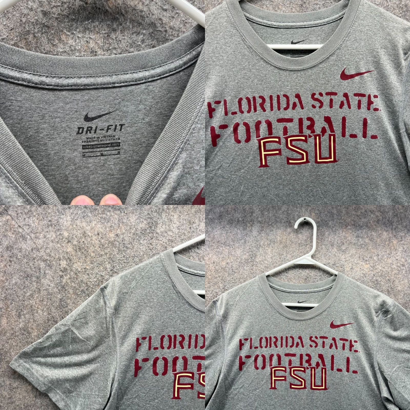 Nike VINTAGE Nike Shirt Men Medium Gray Dri Fit Florida State University FSU Football Swoosh Size US M / EU 48-50 / 2 - 8 Thumbnail