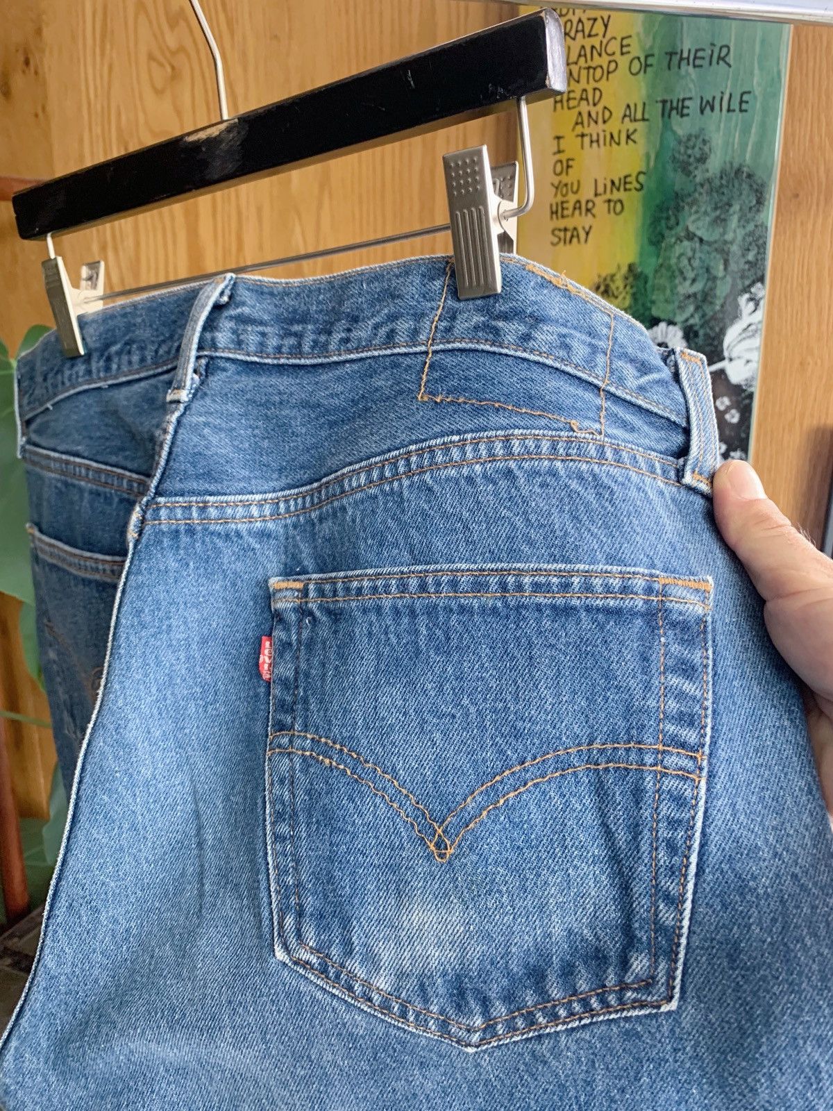 Levi's Vintage Levi’s 501 Released Raw Hem Faded Denim Jeans Size US 36 / EU 52 - 6 Thumbnail