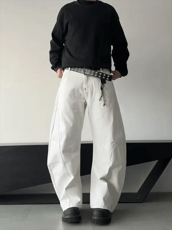 Jean Mashiko x Nanae White Baggy Flare Jeans, Wide Leg Jeans Size US 30 / EU 46 - 2 Thumbnail