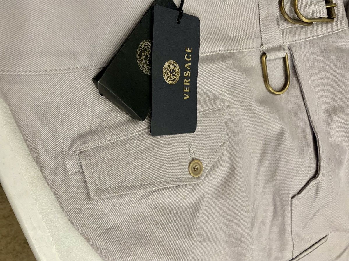 Versace Versace 🇮🇹 Smoke Purple Twill Brass Buckle Cargo Pants 50 NEW Size US 34 / EU 50 - 16 Thumbnail