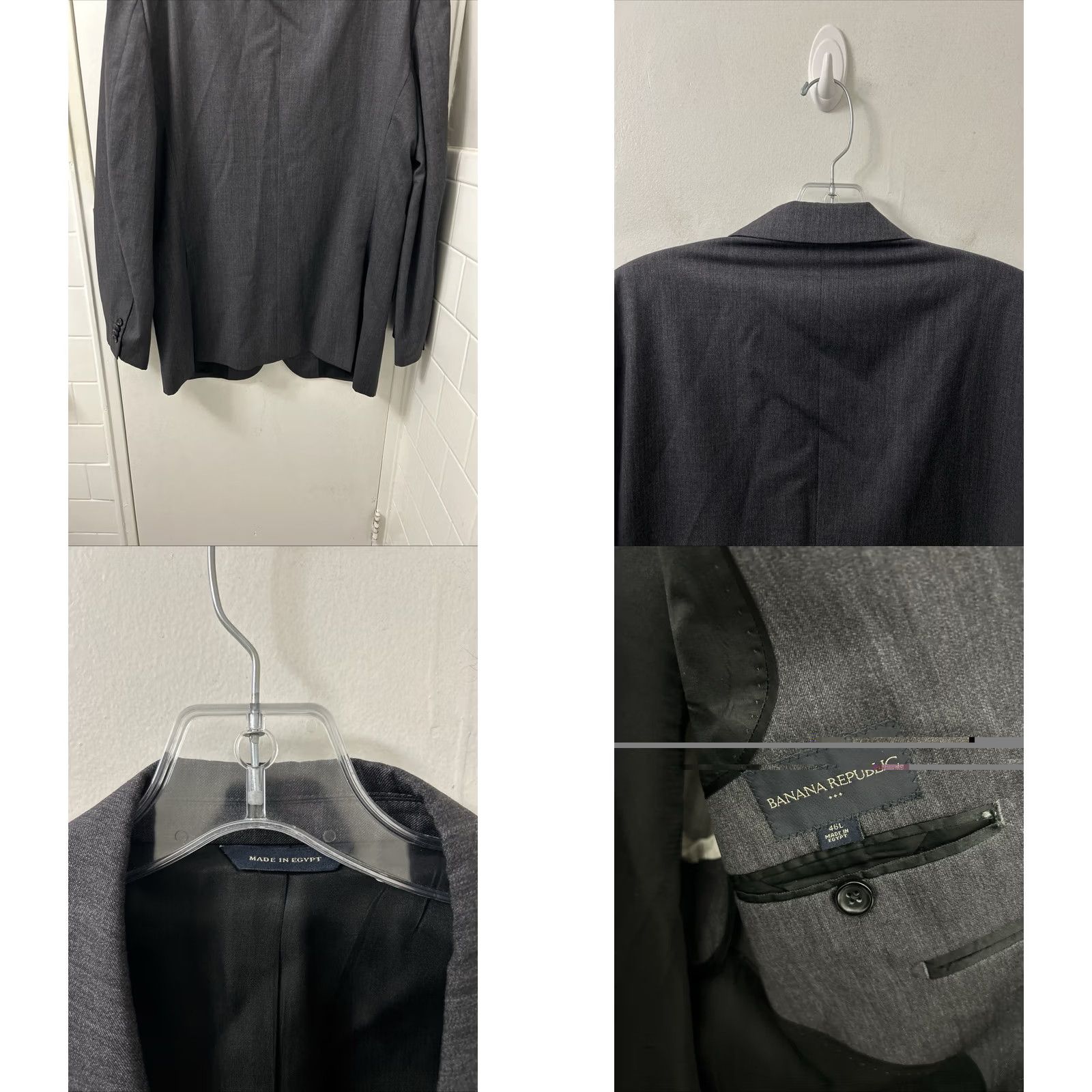 Banana Republic Banana Republic Blazer Mens 46L Charcoal Gray 100% Wool 2-Button Suit Jacket Size 46R - 8 Thumbnail