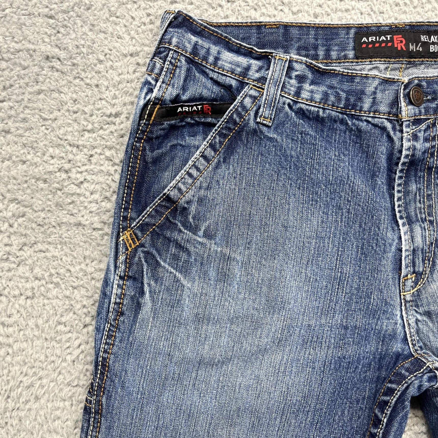 Ariat Ariat M4 FR Jeans Mens 35x32 Faded Wash Flame Resistant Relaxed Boot Work Denim Size US 35 - 6 Thumbnail