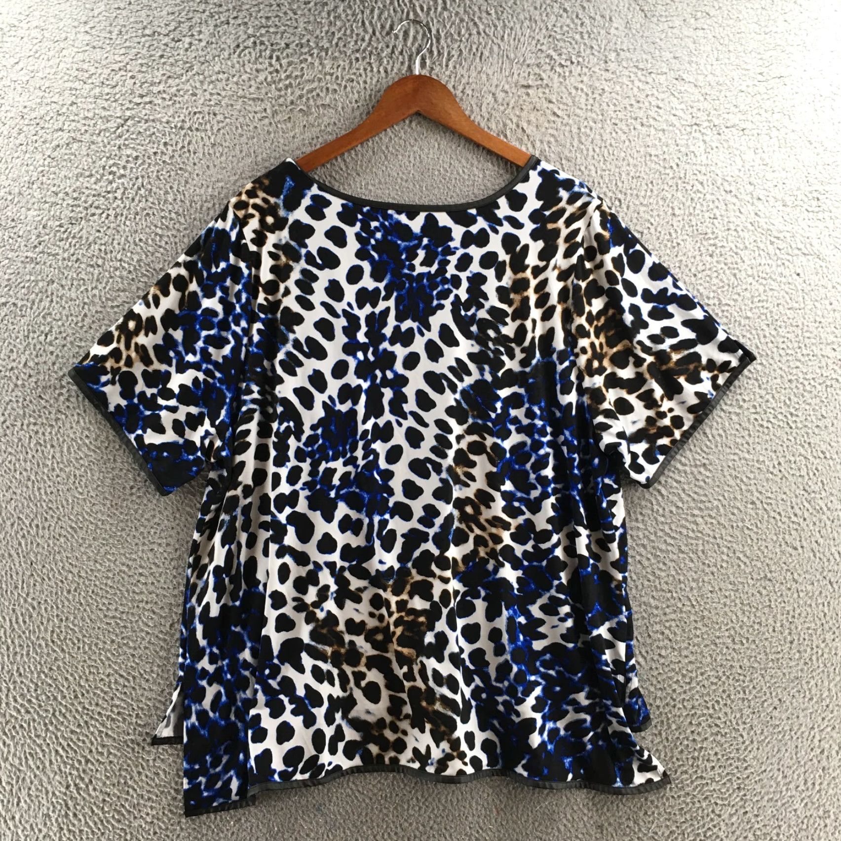 Calvin Klein Calvin Klein Collection Blouse Womens 3X Multicolor Animal Print Short Sleeve Top Size XXL / US 16-18 / IT 52-54 - 7 Thumbnail