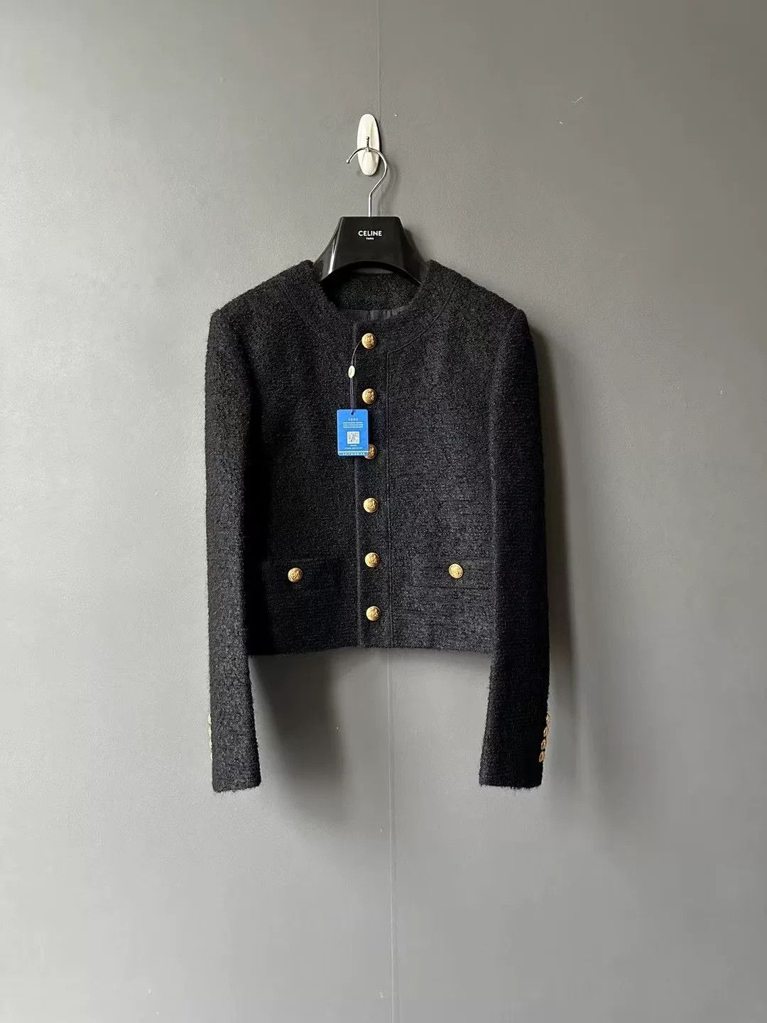 Celine celine black gold coat with wool blend Size S / US 4 / IT 40 - 1 Thumbnail
