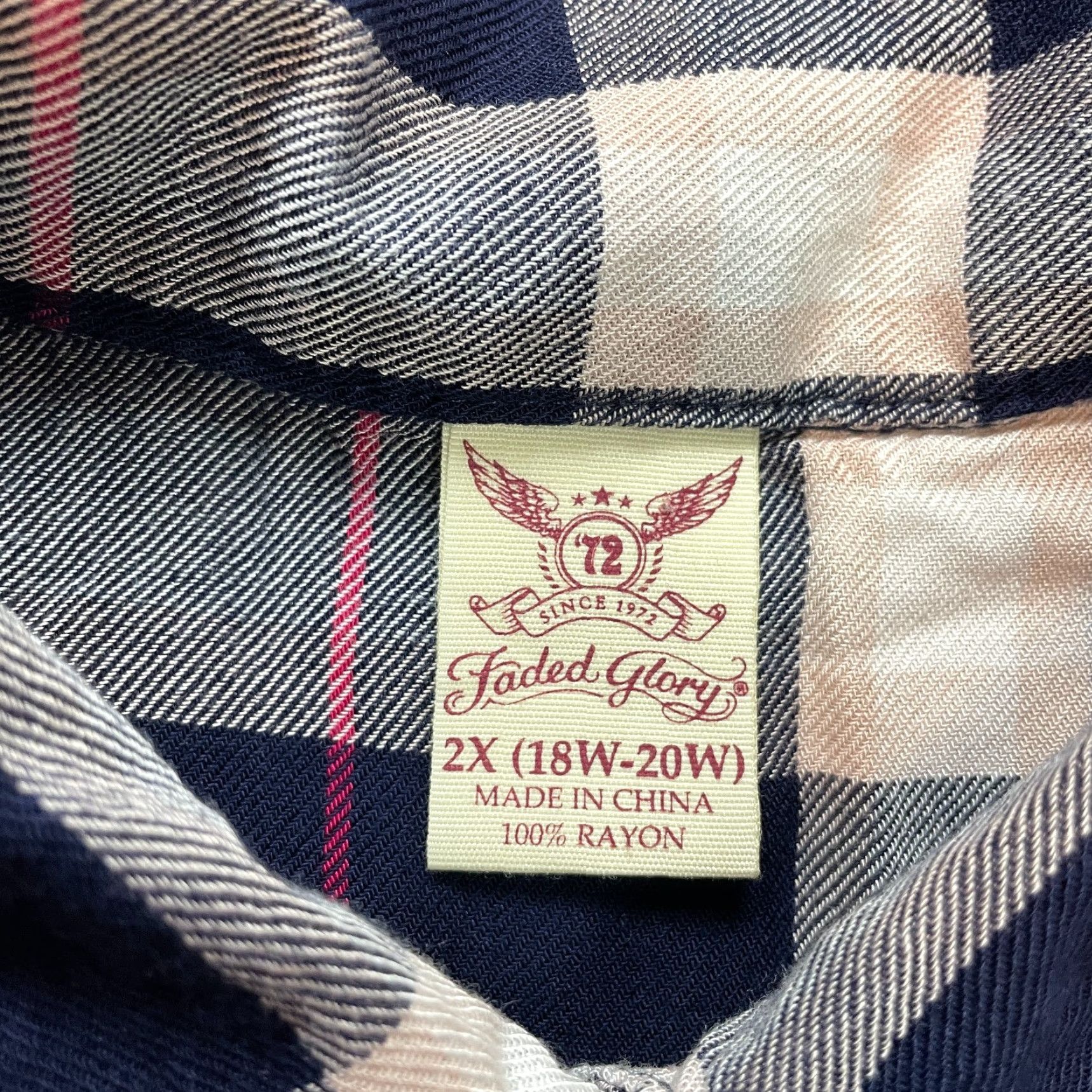 Faded Glory Faded Glory Blouse Shirt Womens 18W 2X Blue Plaid Long Sleeve Top Rayon Knit Casual Business Formal Workwear Women Shirt Size XXL / US 16-18 / IT 52-54 - 3 Thumbnail