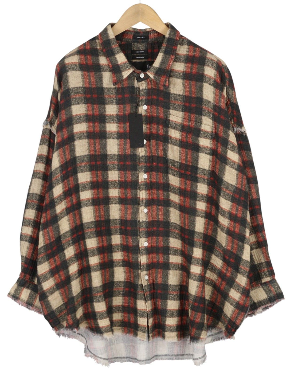 R13 SHREDDED SEAM DROP NECK XL Plaid Oversized Shirt 86559 Size XL / US 12-14 / IT 48-50 - 1 Thumbnail