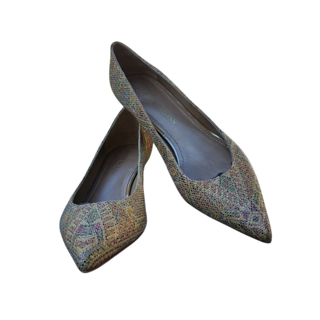 Stuart Weitzman Stuart Weitzman Geometric Woven Texture Kitten Heels 7.5 Size US 7.5 / IT 37.5 - 10 Thumbnail