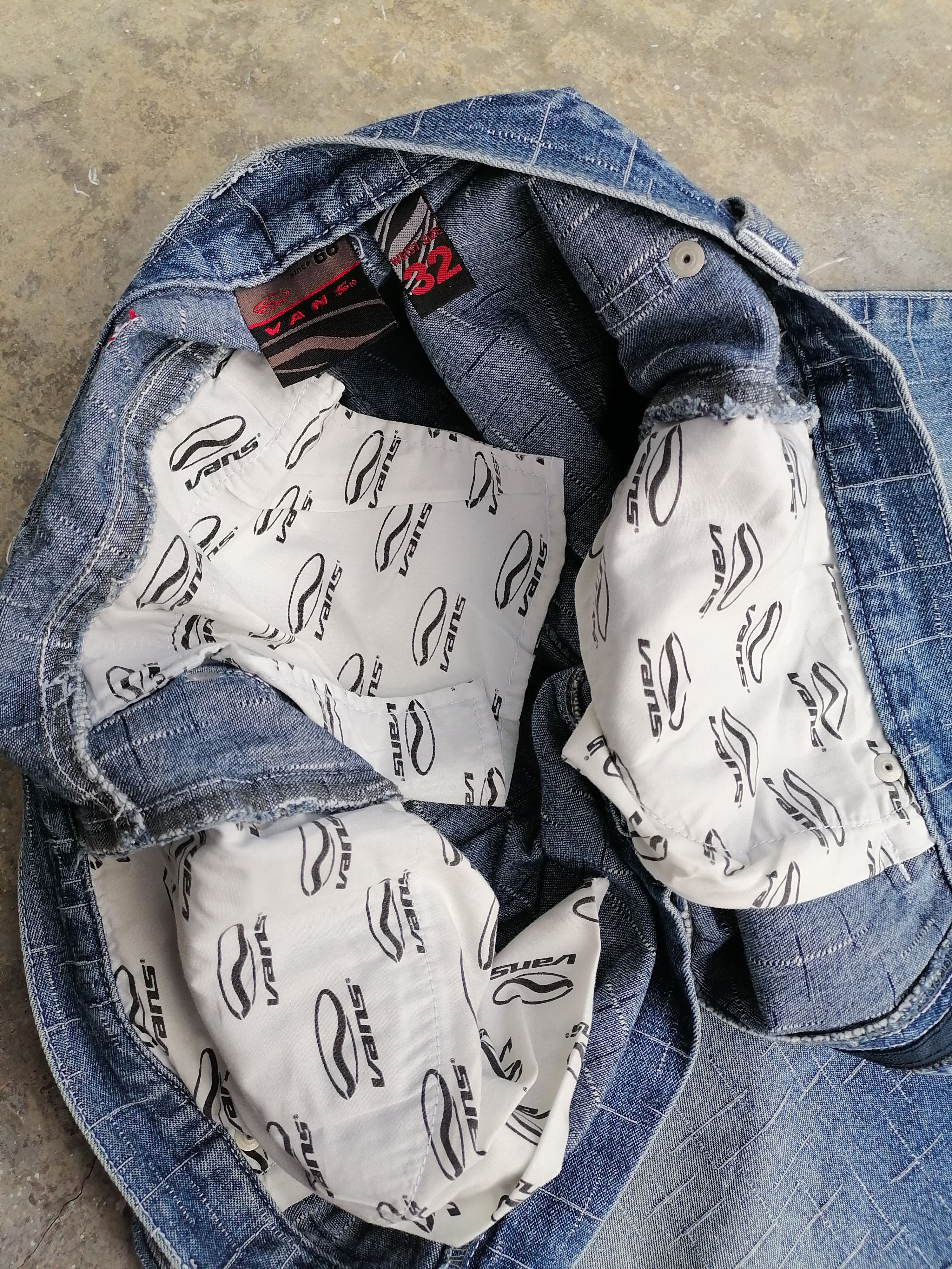 Vintage 90s Vans Denim Baggy Short Pants Size US 32 / EU 48 - 4 Thumbnail