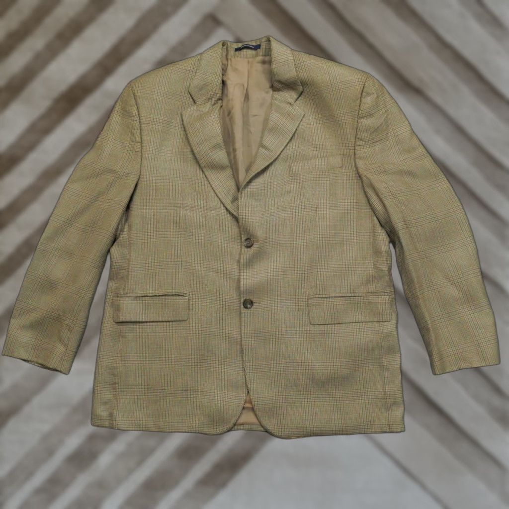 Ralph Lauren VINTAGE Ralph Lauren Jacket Mens 46 Regular Brown Glen Plaid Blazer Size 46R - 1 Thumbnail