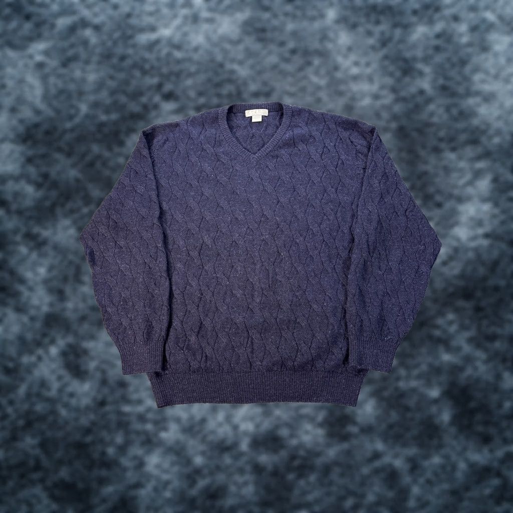 Cremieux Daniel Cremieux Sweater Mens L Blue Signature 100% Alpaca Cable V-Neck Peru Size US L / EU 52-54 / 3 - 1 Thumbnail