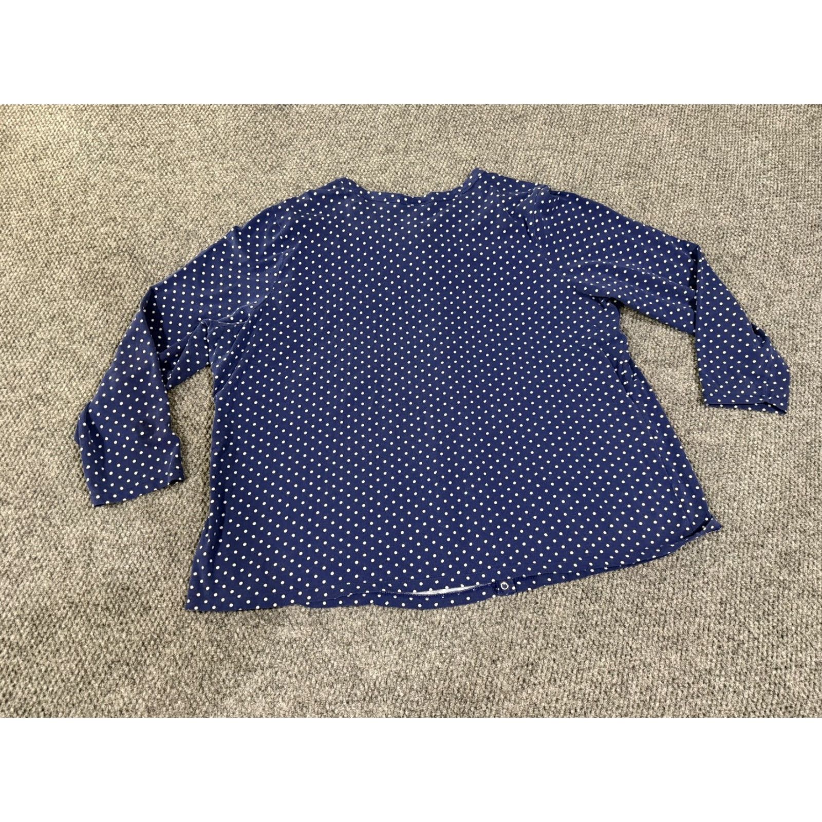 Vintage Susan Graver Shirt Womens 2X Blue Polka Dot Snap Front 3/4 Sleeve Jersey Top Size XXL / US 16-18 / IT 52-54 - 7 Thumbnail