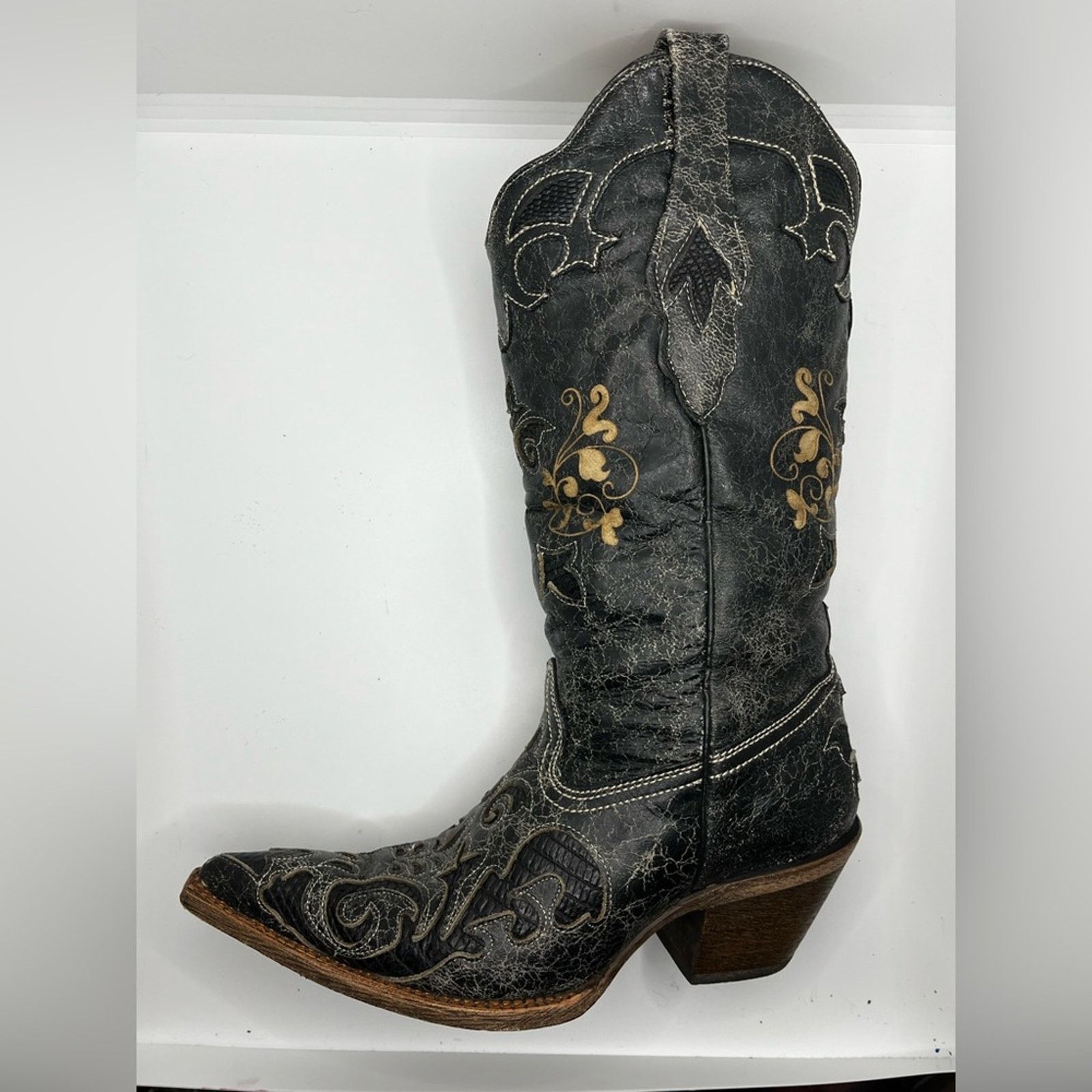 Other Lizard overlay Leather Cowgirl Boots Size US 6 / IT 36 - 8 Thumbnail