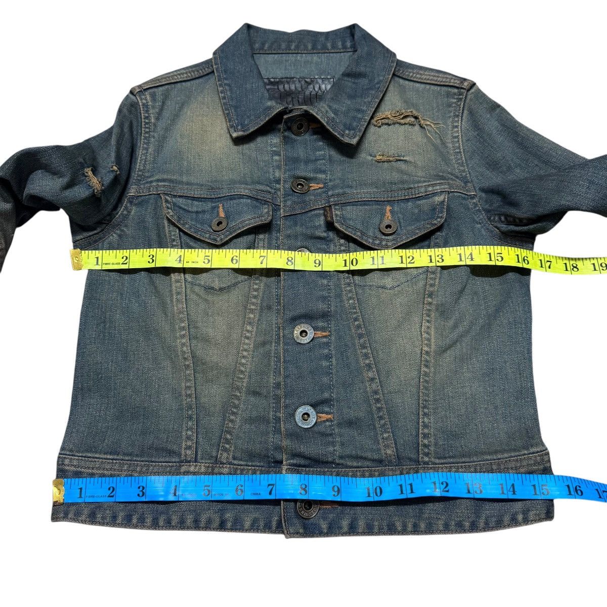GOA GOA Snakeskin Distressed Denim Jacket Cropped Size XS / US 0-2 / IT 36-38 - 12 Thumbnail