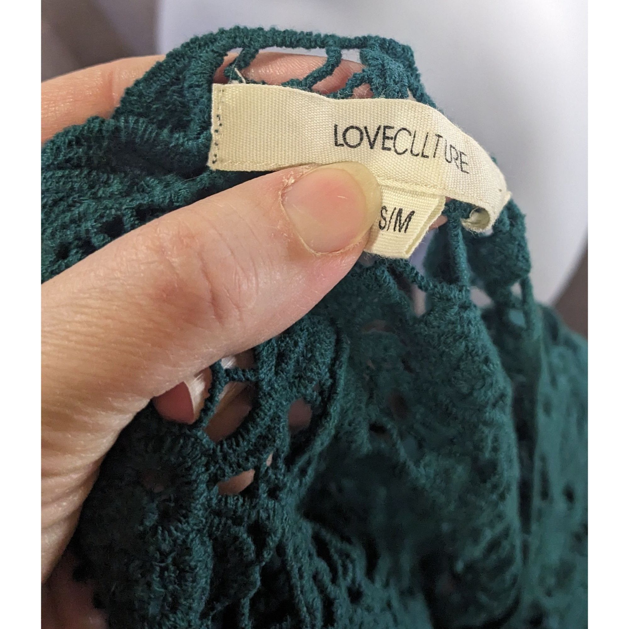 Other Love Culture Floral Crochet Lace Green Cropped Top Size S/M Size S / US 4 / IT 40 - 4 Thumbnail