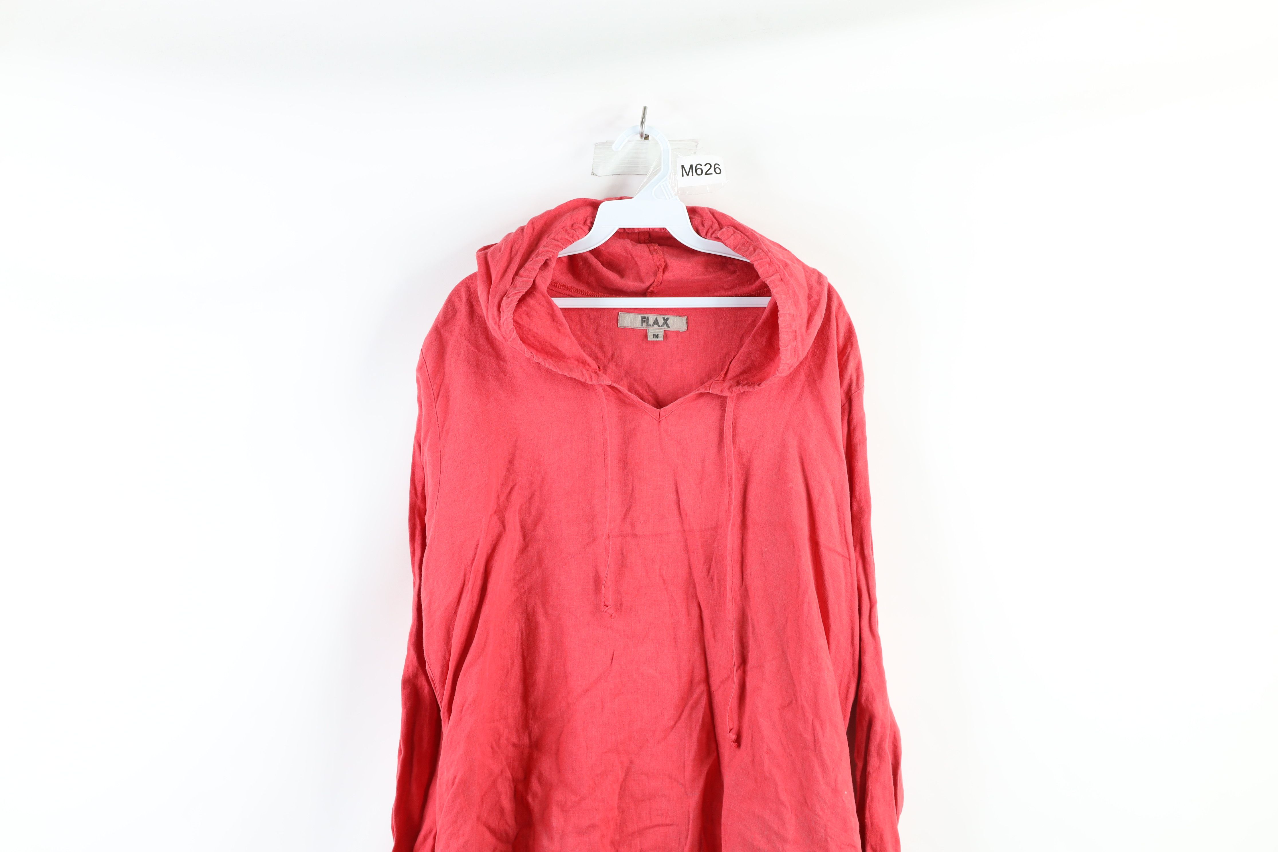 Vintage Vintage Flax Blank Lagenlook Baggy Fit Hoodie Red Linen Size M / US 6-8 / IT 42-44 - 2 Preview