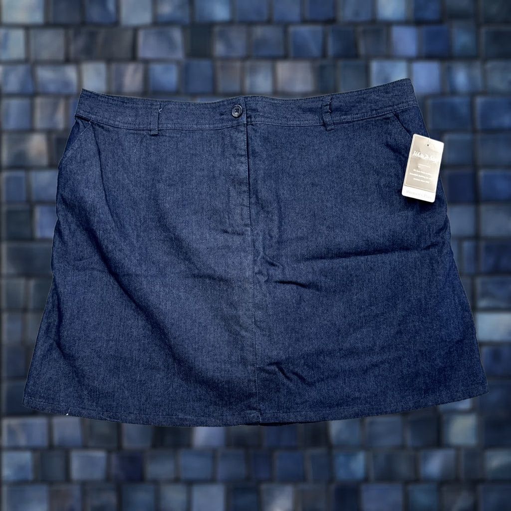 Vintage VINTAGE White Stag Denim Skort Skirt Midi Plus Size 18 Blue A-Line Pockets 90s Ba Womens Size 40" / US 18 - 1 Thumbnail