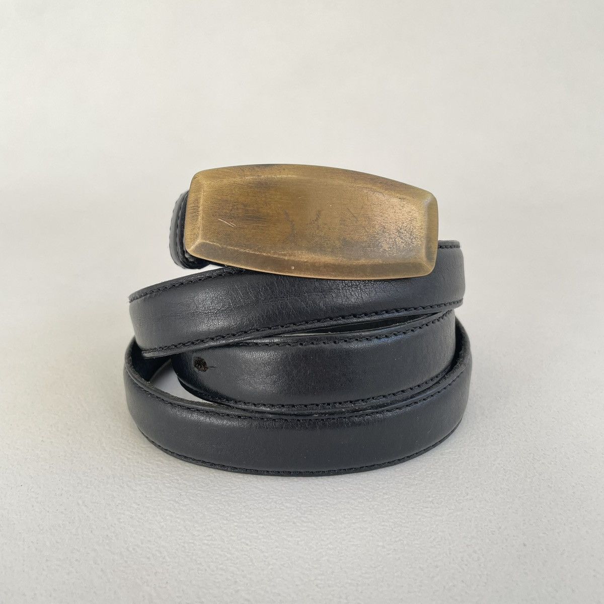 Maison Margiela Mid 2000s ‘Distressed Brass Buckle’ Belt Size 36 - 3 Thumbnail