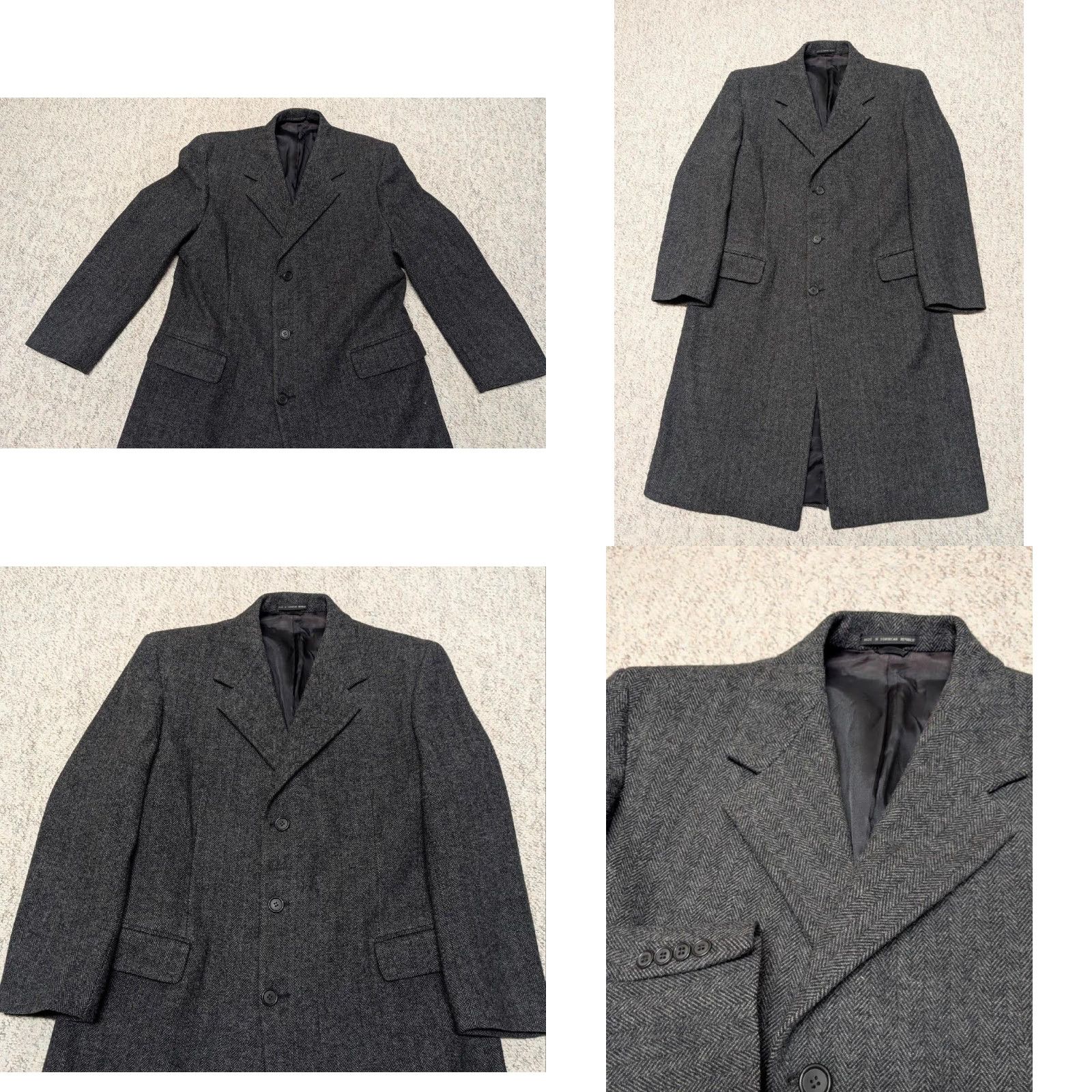 London Fog VINTAGE London Fog Tweed Overcoat Coat 44L Gray Donegal Wool Herringbone Wool long Top Coat Mens Size US L / EU 52-54 / 3 - 8 Thumbnail