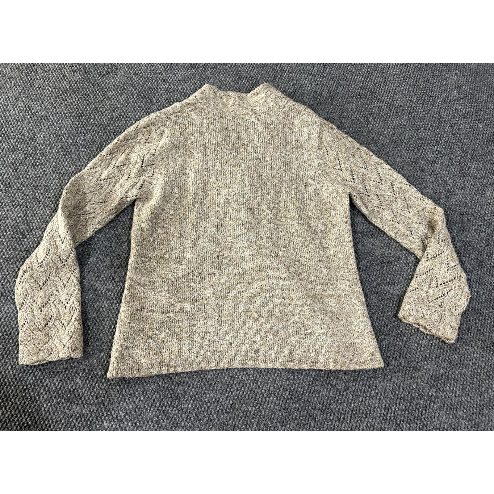 Coldwater Creek Coldwater Creek Sweater Adult Small Beige V-Neck Pullover Pointelle Long Sleeve Knit Womens Size S / US 4 / IT 40 - 7 Thumbnail