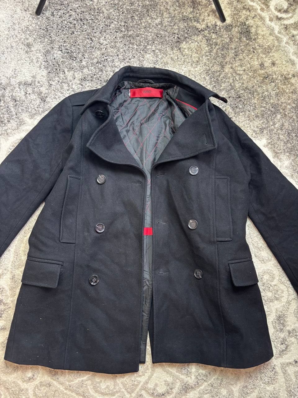 Hugo Boss Hugo Boss Black Wool Blend Double Breasted Peacoat Large Size US L / EU 52-54 / 3 - 7 Thumbnail