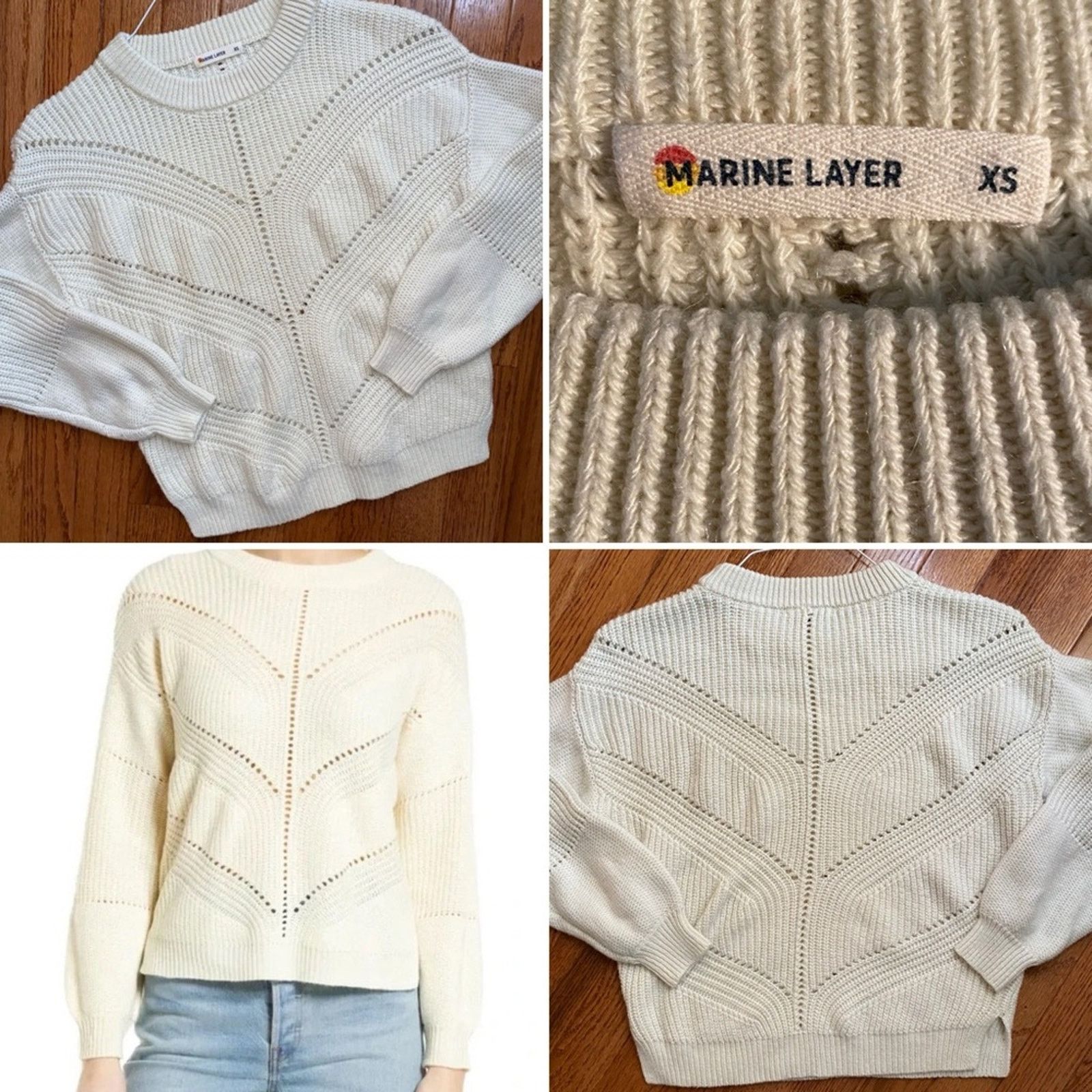 Marine Layer Marine Layer Olivia Sweater Womens XS Cream‎ Crew Neck EUC Size XS / US 0-2 / IT 36-38 - 1 Thumbnail