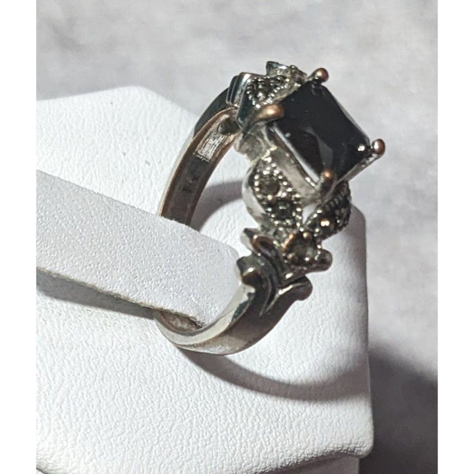 Other Gothic Art Deco Black Gemmed And Marcasite Ring Size 7 1/4 Size ONE SIZE - 2 Thumbnail