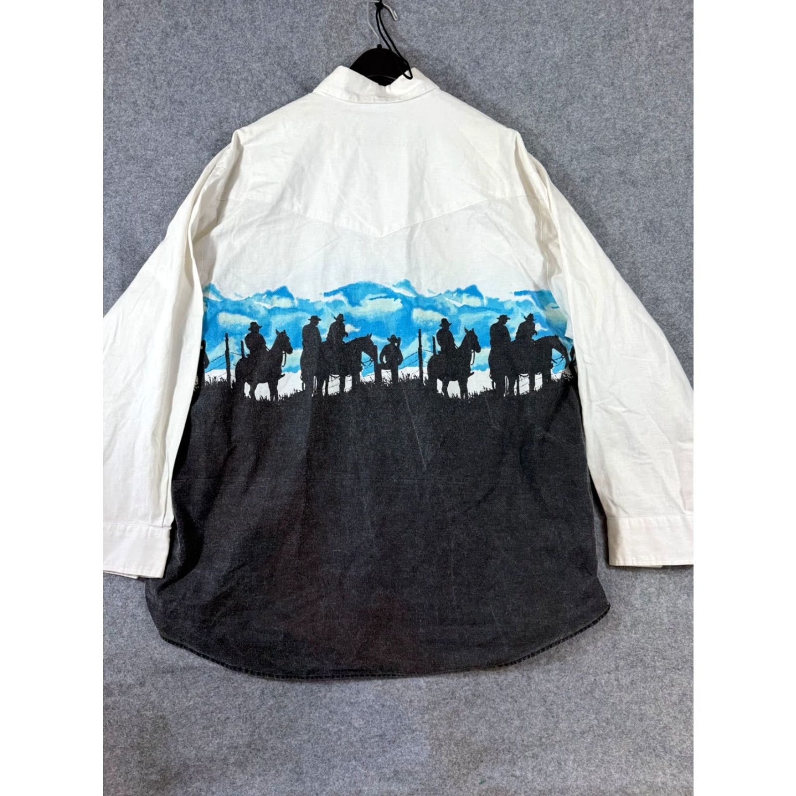 Free Country VINTAGE Pure Country Western Shirt Mens 2XL White Black Cowboy Button-Up Long Sleeve VTG Size US XXL / EU 58 / 5 - 6 Thumbnail