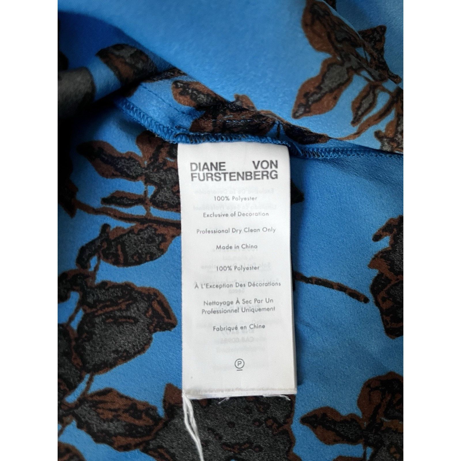 Diane von Furstenberg DVF Midnight Forest Blue Tina Floral Tie Neck 2 Size XS / US 0-2 / IT 36-38 - 7 Thumbnail