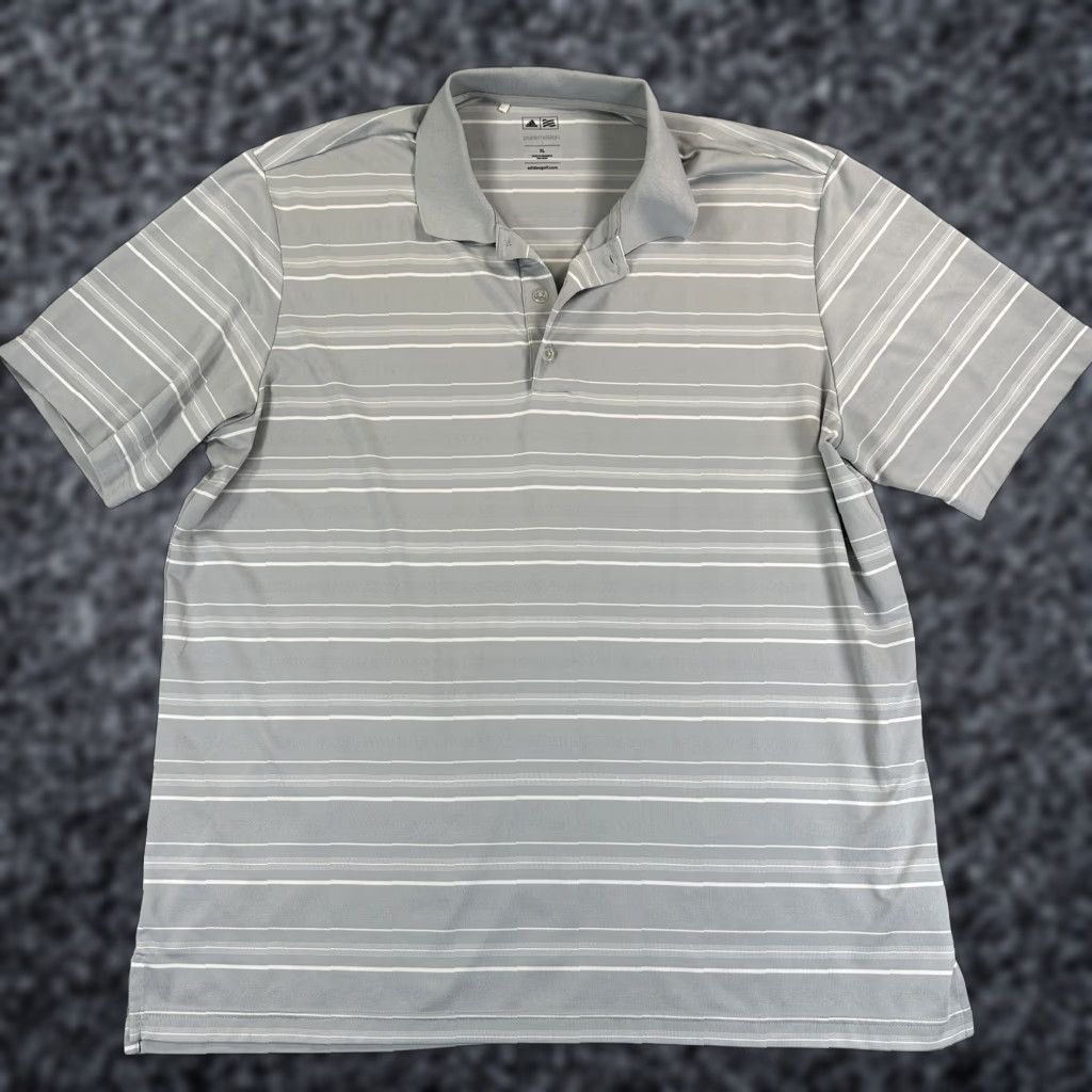 Adidas Adidas Puremotion Polo Shirt Mens XL Gray Striped Golf Performance Short Sleeve Size US XL / EU 56 / 4 - 1 Thumbnail