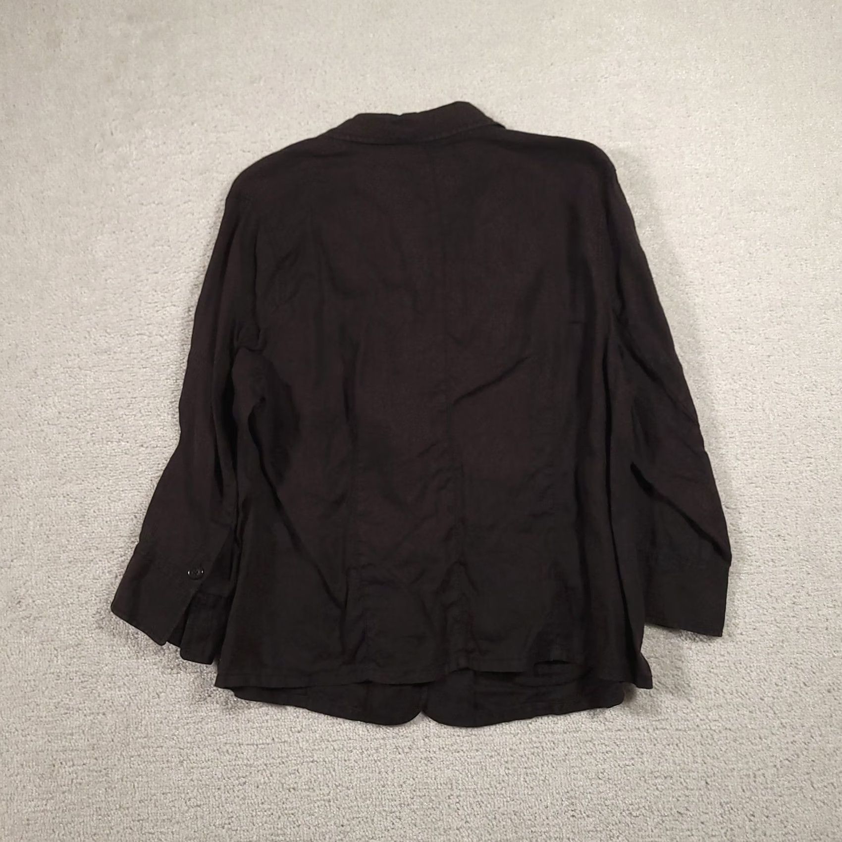 Talbots Talbots Women's 14W Brown Irish Linen 3/4 Sleeve Button Shirt Blouse Size XL / US 12-14 / IT 48-50 - 7 Thumbnail