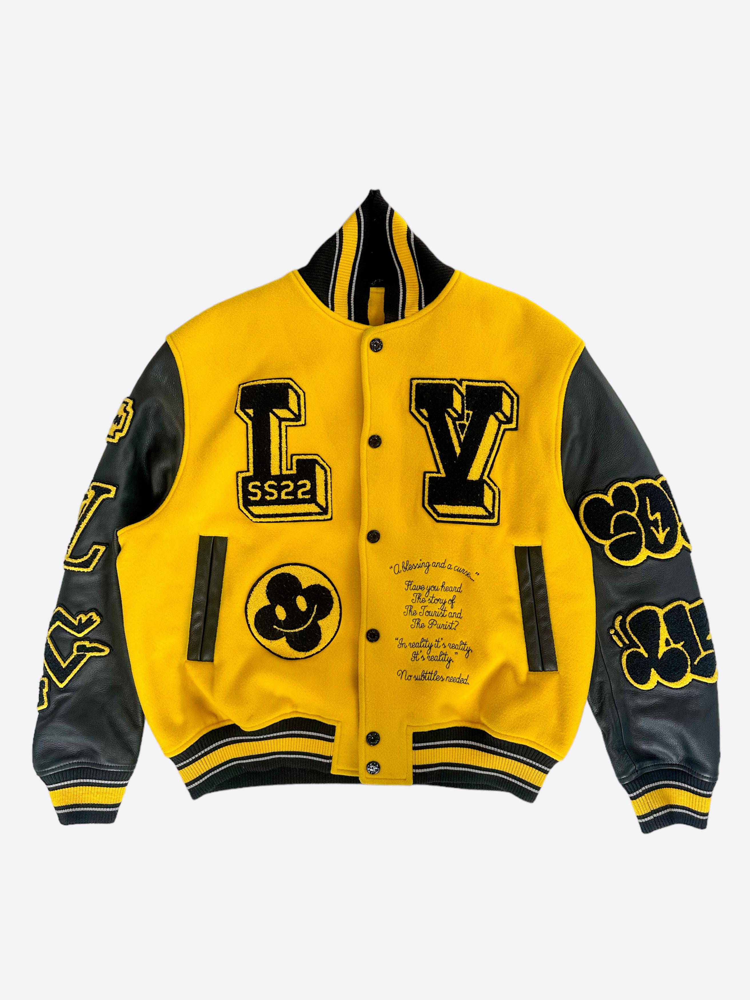 image of Louis Vuitton Black & Yellow Varsity Jacket, Men's (Size 2XL)