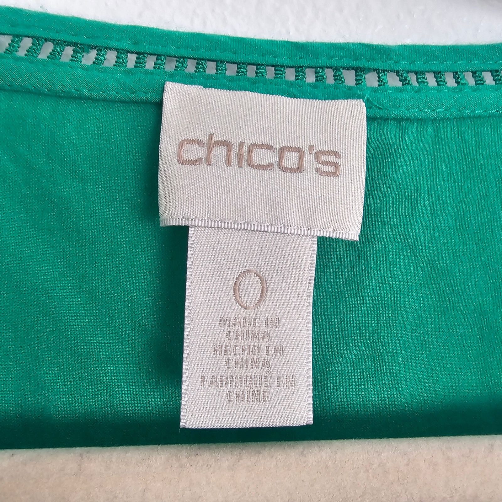 Chicos Chicos Womens Kelly Green Embroidered Tunic 0 Small Coastal Size S / US 4 / IT 40 - 6 Thumbnail