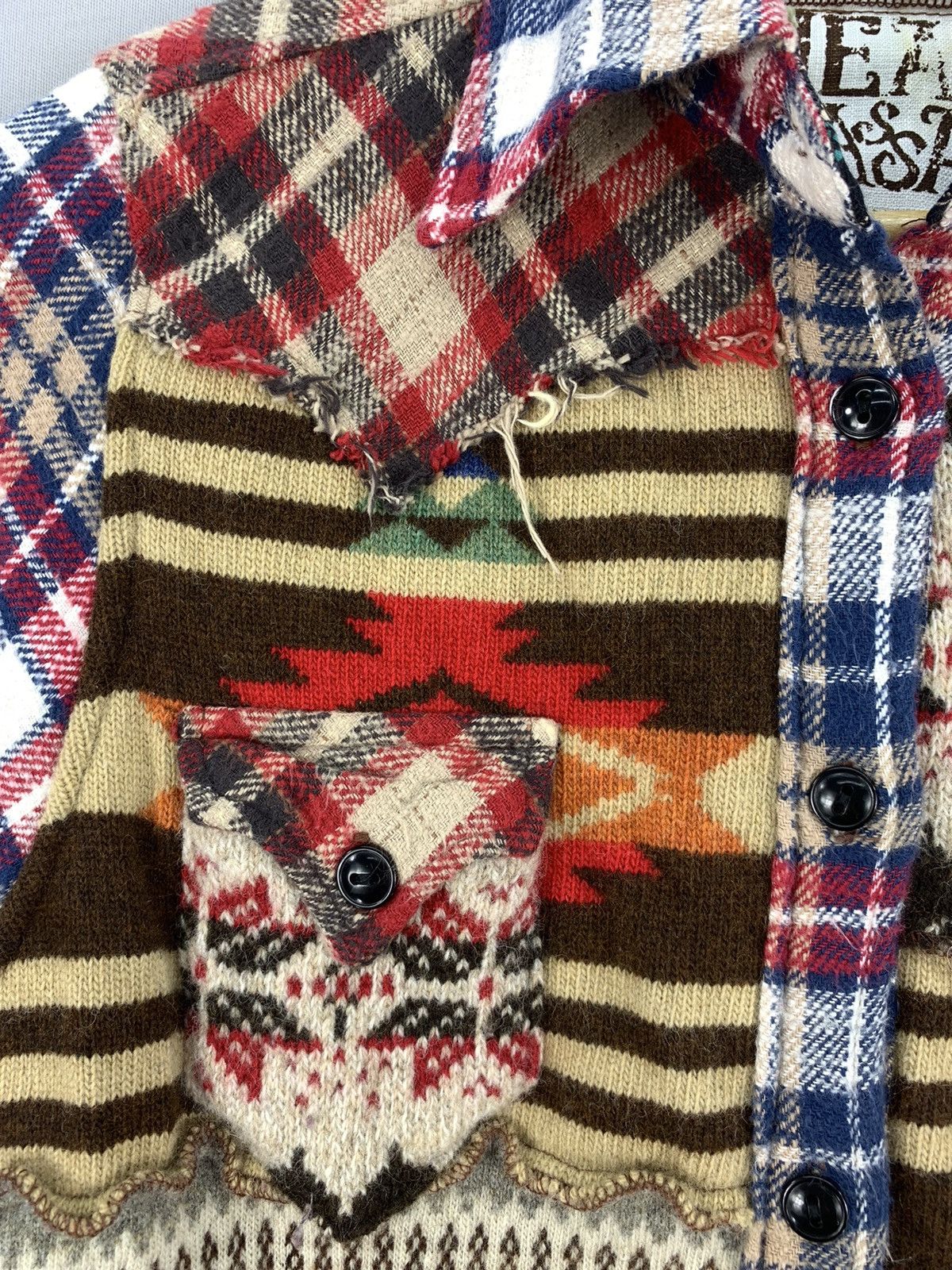 Japanese Brand Rare Navajo Patchwork Knitted Flannel Size XXS / US 00 / IT 34 - 9 Thumbnail