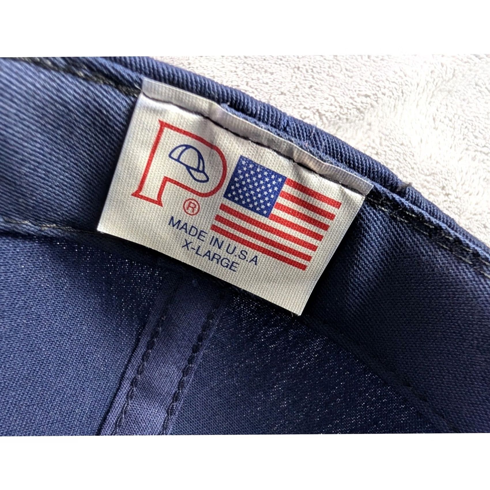 Vintage VINTAGE Blue FOG Embroidery Navy Blue Twill Fitted Hat Made in USA Large XL Hat Mens Big Navy Cap Size ONE SIZE - 6 Thumbnail
