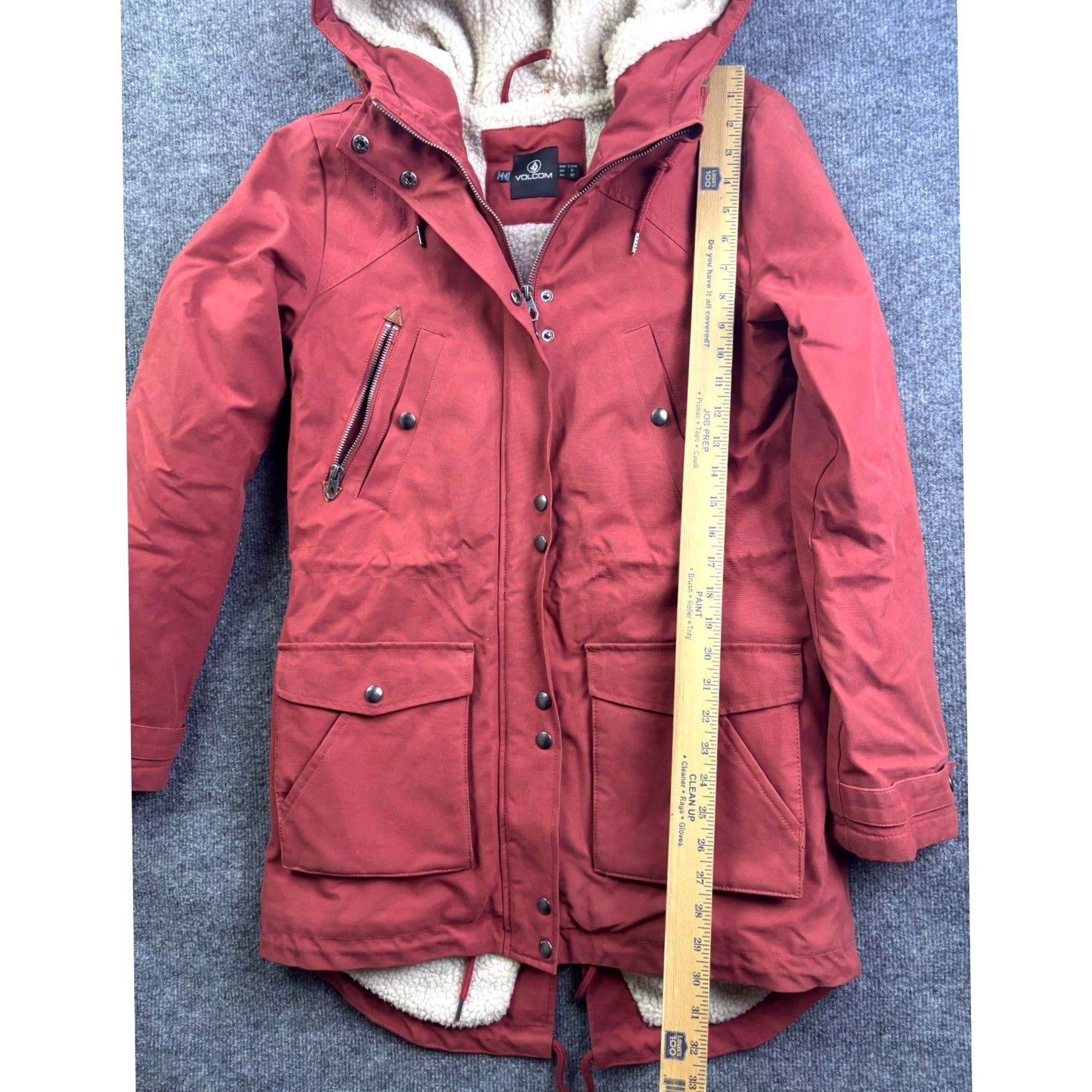 Volcom VINTAGE Volcom Parka Jacket Womens S Red Sherpa Lined Hooded Water Resistant 62670 Size S / US 4 / IT 40 - 3 Thumbnail