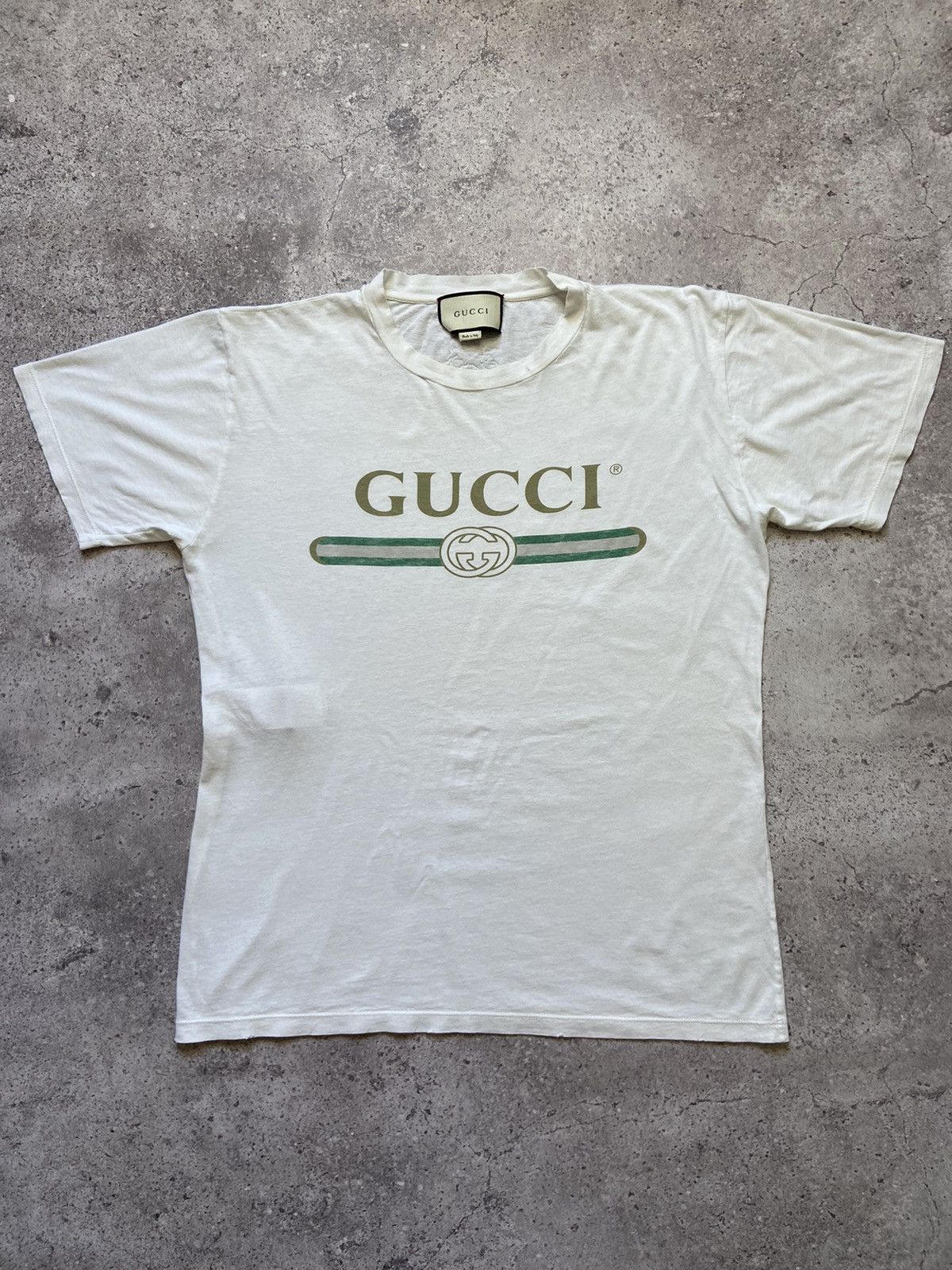 Gucci Gucci Distressed Flower Logo Tee Size US M / EU 48-50 / 2 - 1 Thumbnail